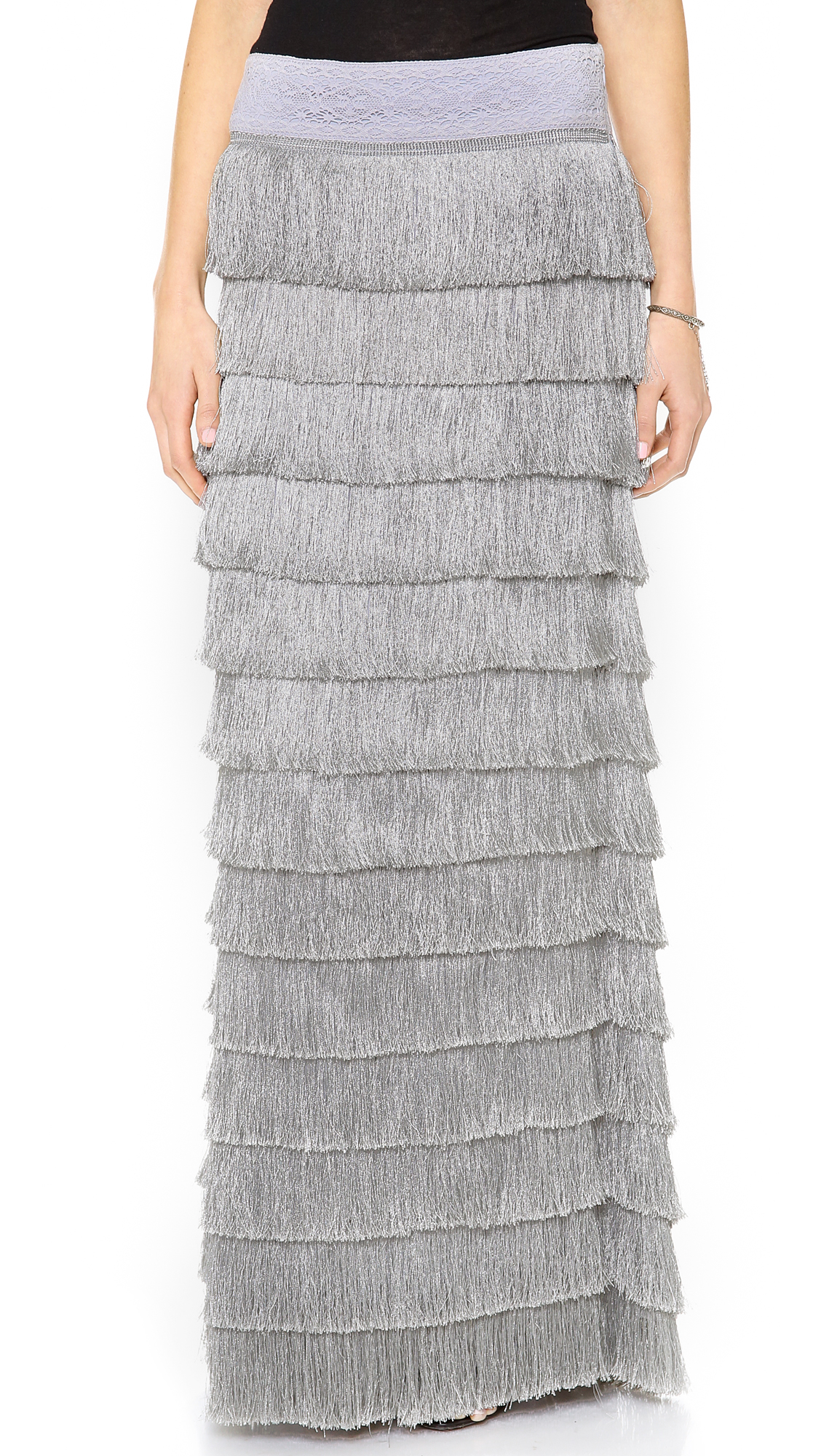 fringe maxi skirt