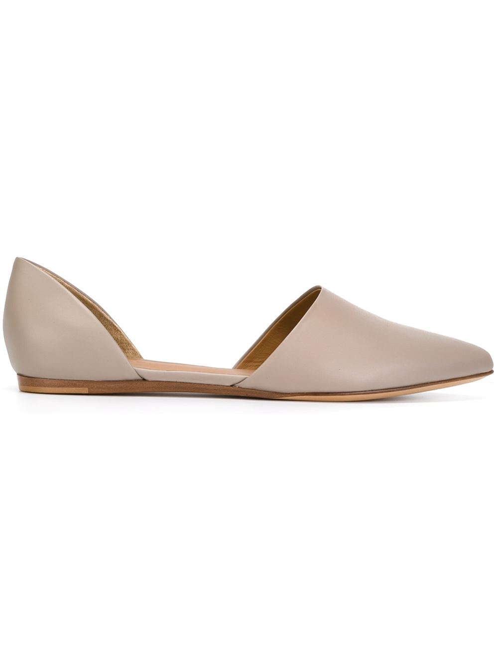 Vince Pointed Toe Ballerinas in Natural 