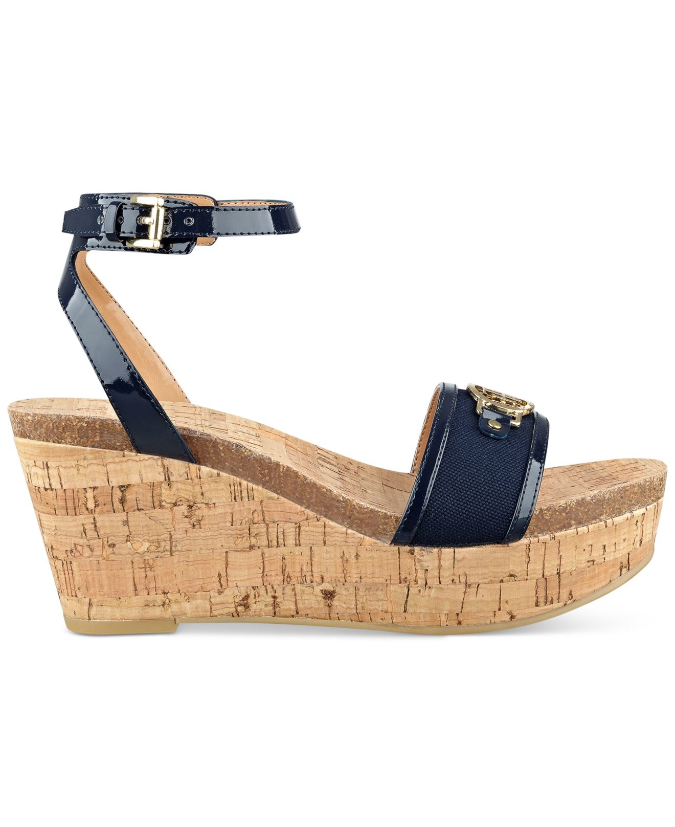 tommy hilfiger navy wedge sandals