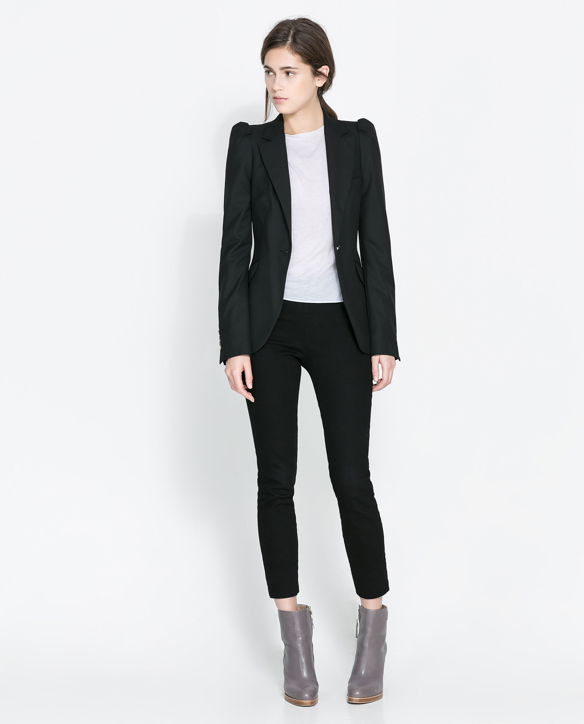 Zara Blazer with Gathered Shoulders in Black Lyst