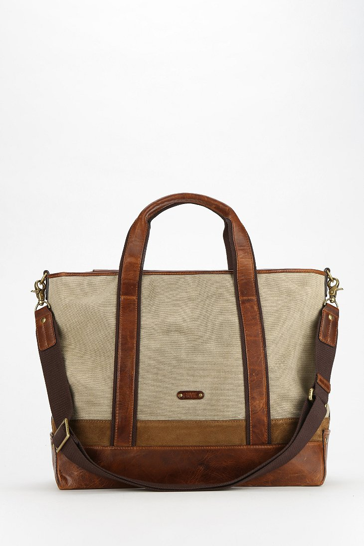 Frye Harvey Canvas + Leather Tote Bag in Brown - Lyst