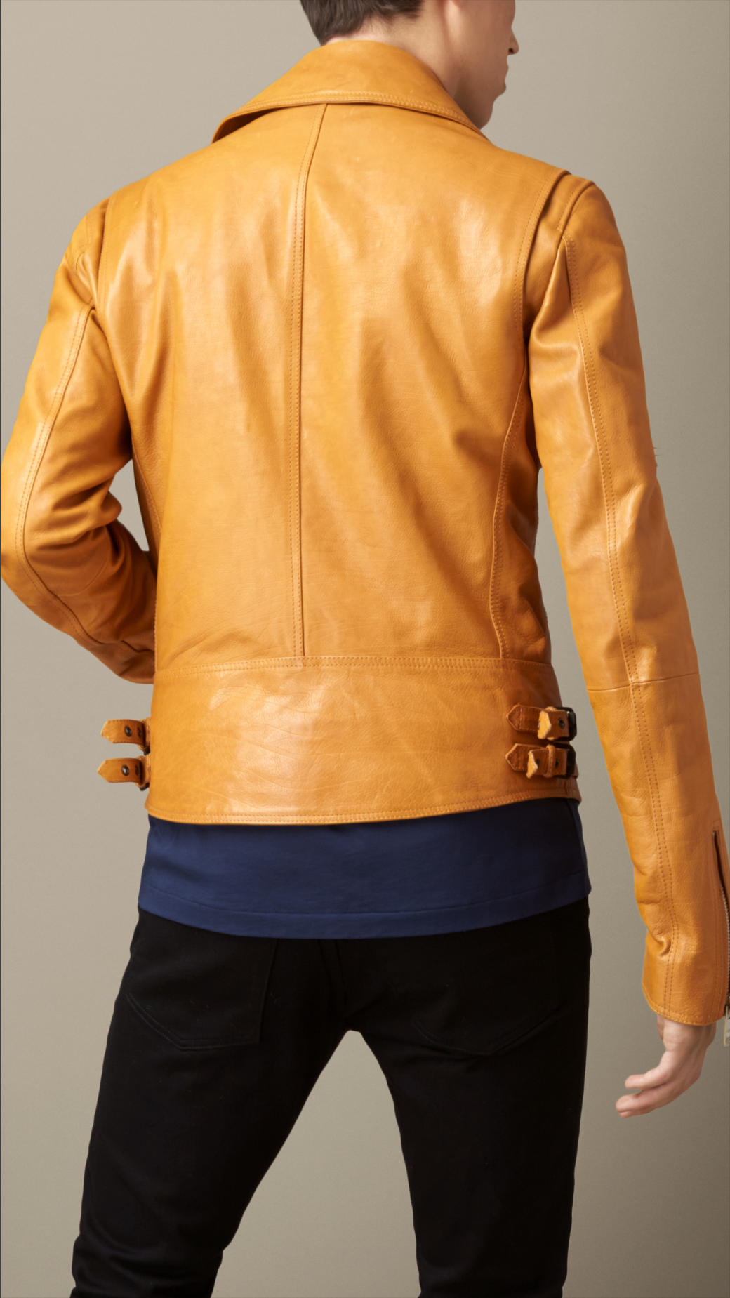 mens yellow leather motorcycle jacket