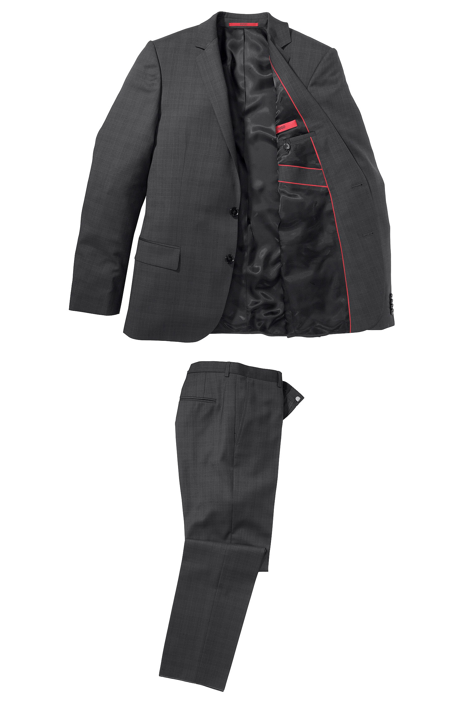 HUGO 'Amaro/Heise' | Slim Fit, Super 120 Italian Virgin Wool Suit in  Charcoal (Black) for Men | Lyst