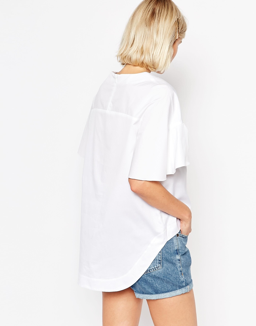 See By Chloé Flutter Arm Short Sleeve Top in White - Lyst