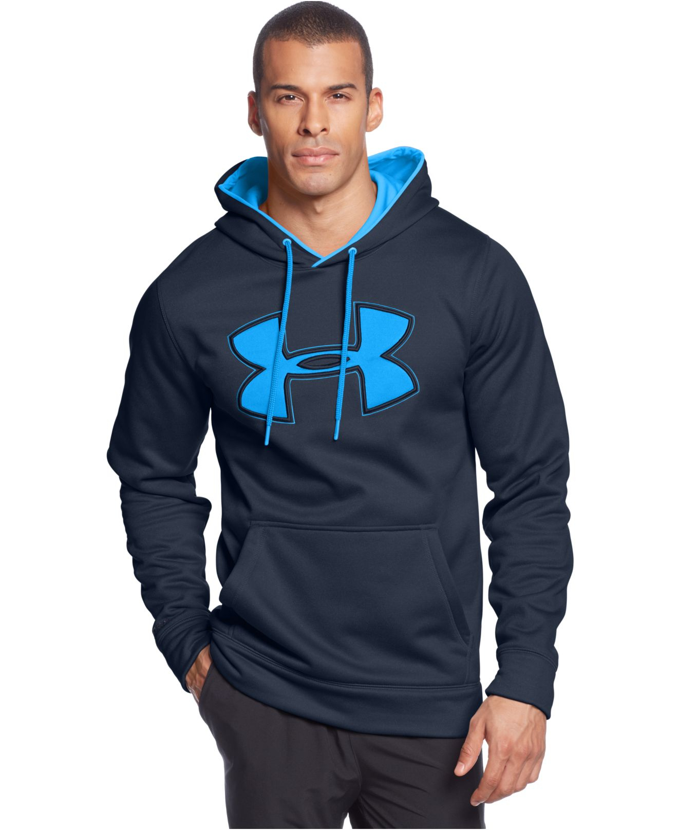 Under Armour Fleece Storm Big Logo Performance Hoodie in Navy/Electric