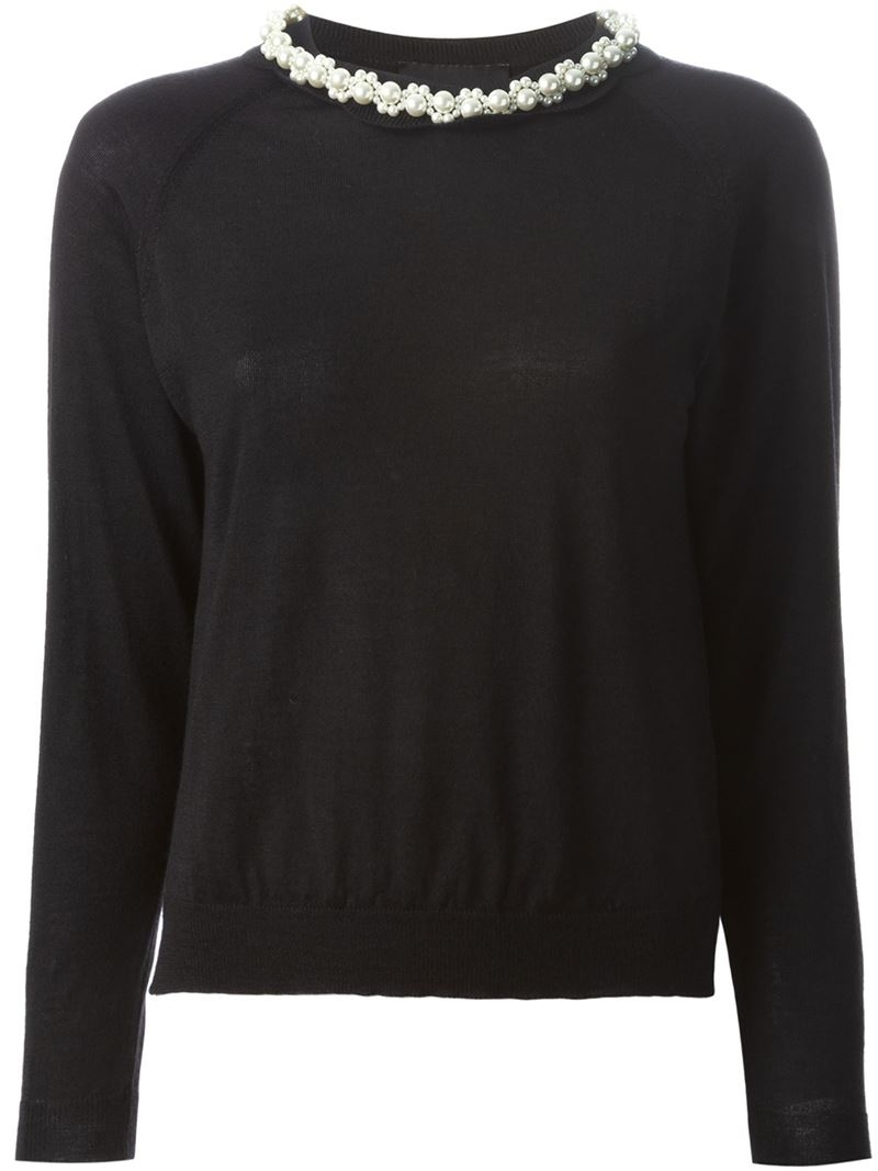 Lyst - Simone Rocha Pearl Collar Sweater in Black