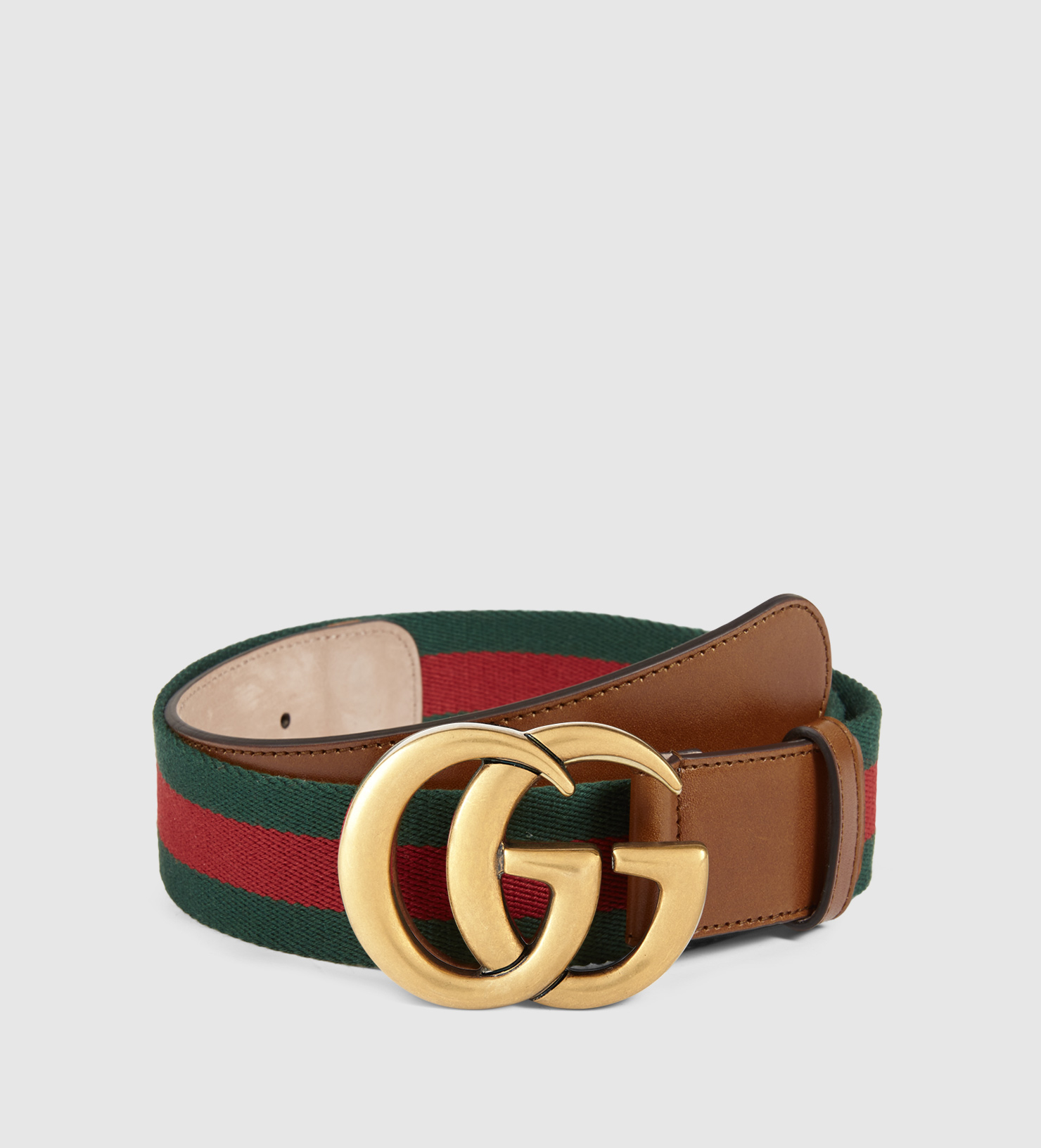 Metode voks Kan ikke Gucci Web Belt With Double G Buckle in Brown - Lyst