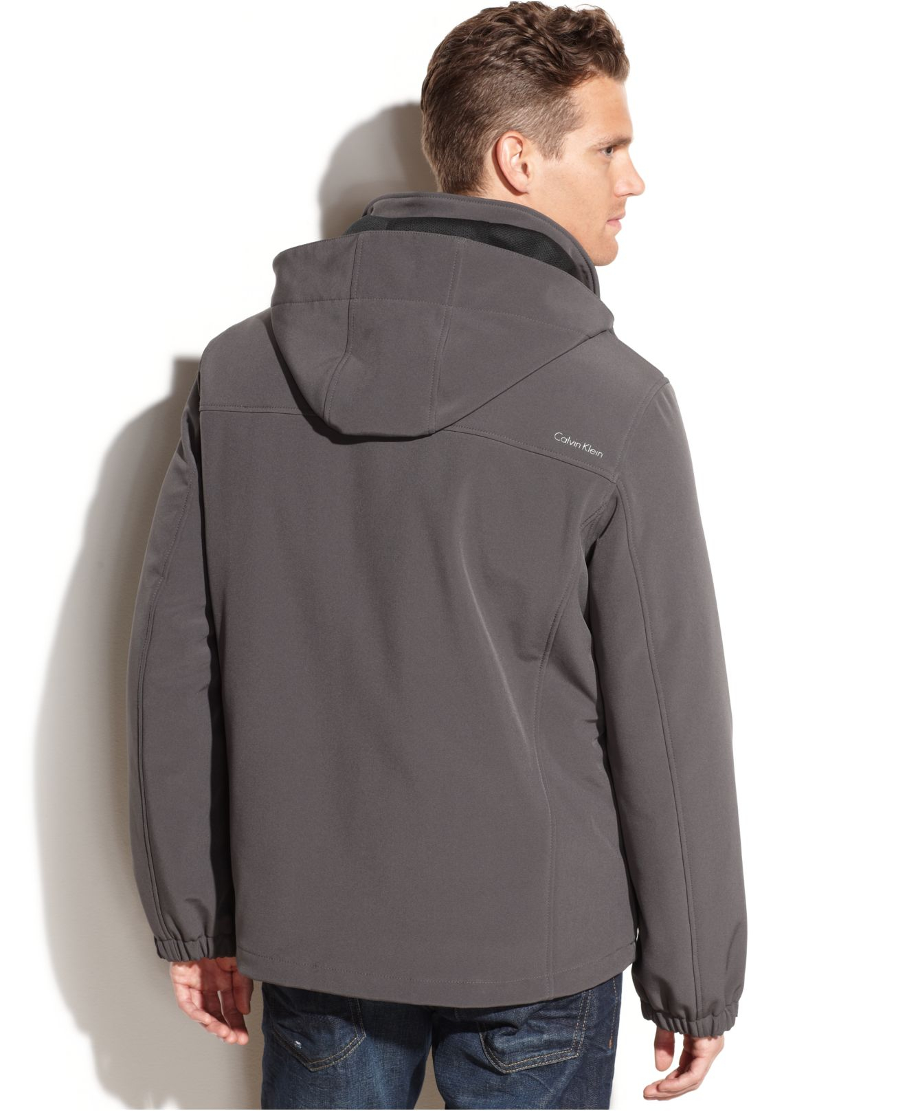 Calvin Klein Hooded Soft-Shell 3-In-1 Systems Jacket in Smoke 