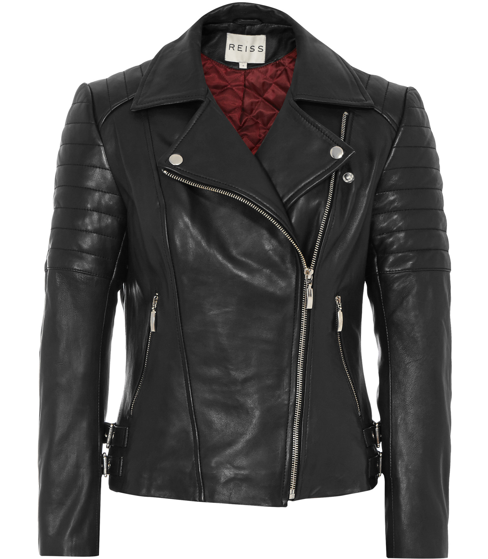 Reiss Topaz Quilted Leather Biker Jacket in Black - Lyst
