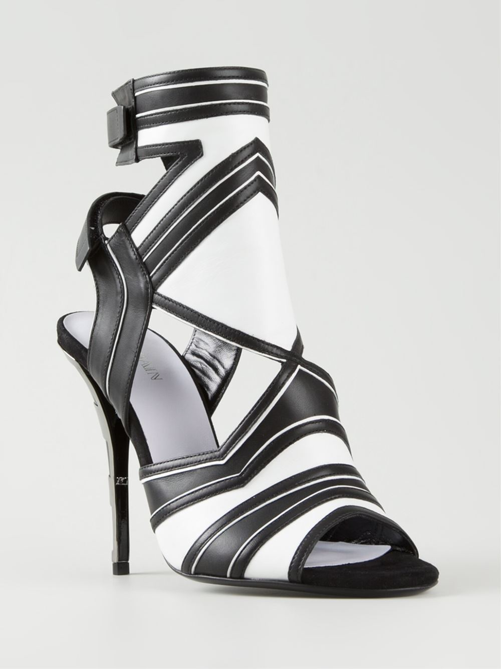 black and white strappy sandals