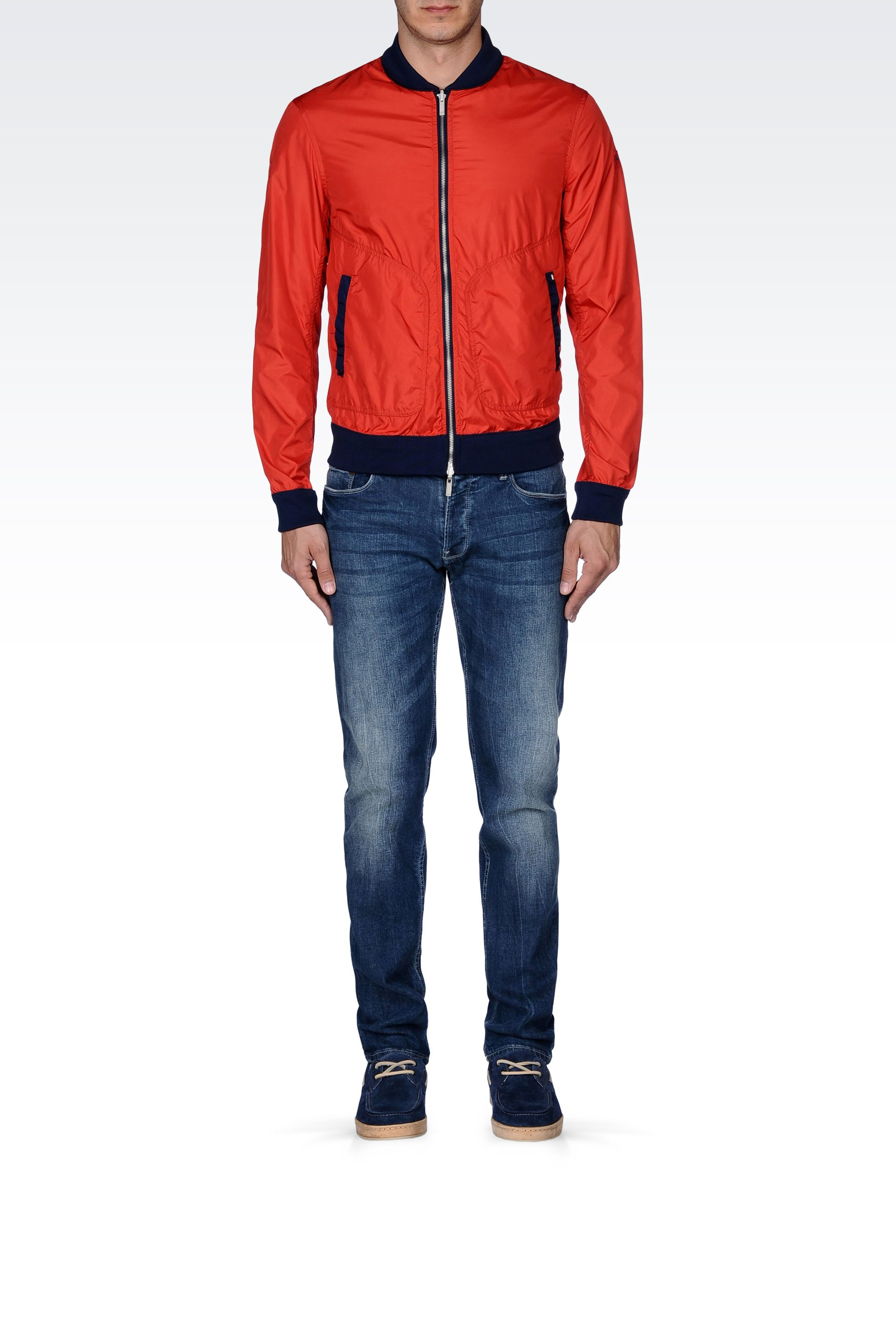 Armani Jeans Bomber Jacket in Orange for Men | Lyst