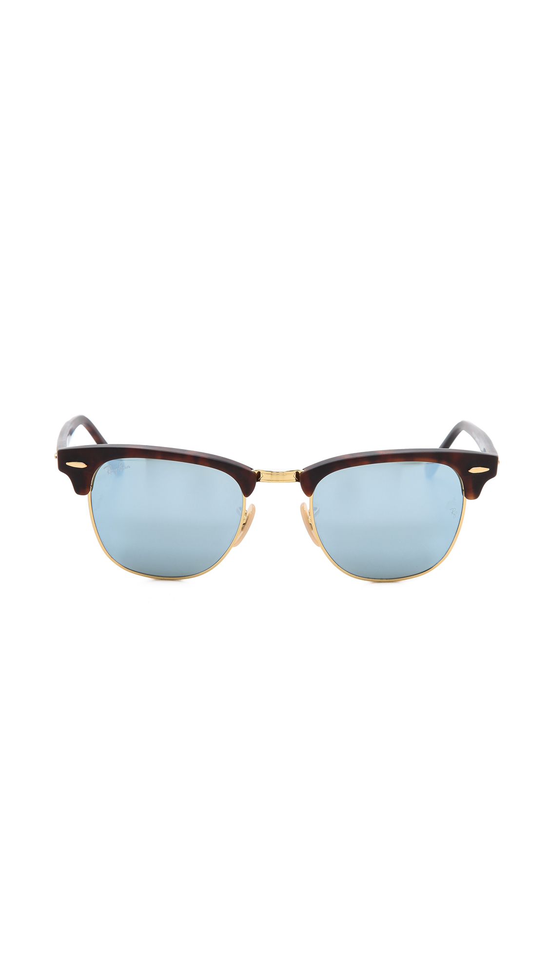 Ray-Ban Mirrored Clubmaster Sunglasses - Sand Havana/grey Mirror Blue in  Brown | Lyst