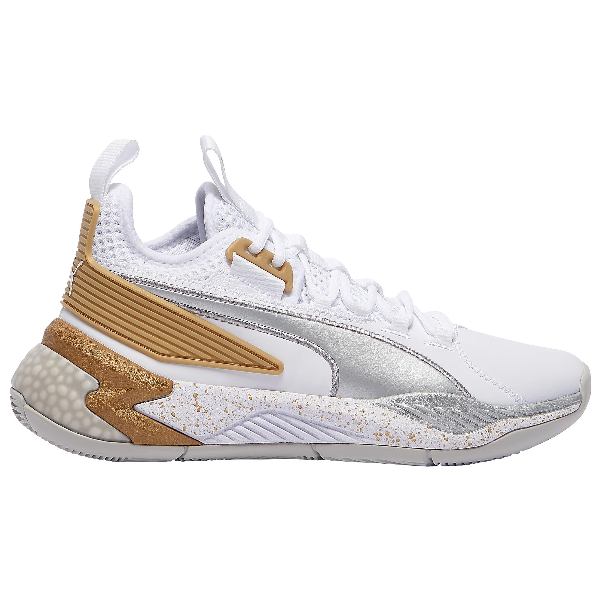 pumas shoes white and gold