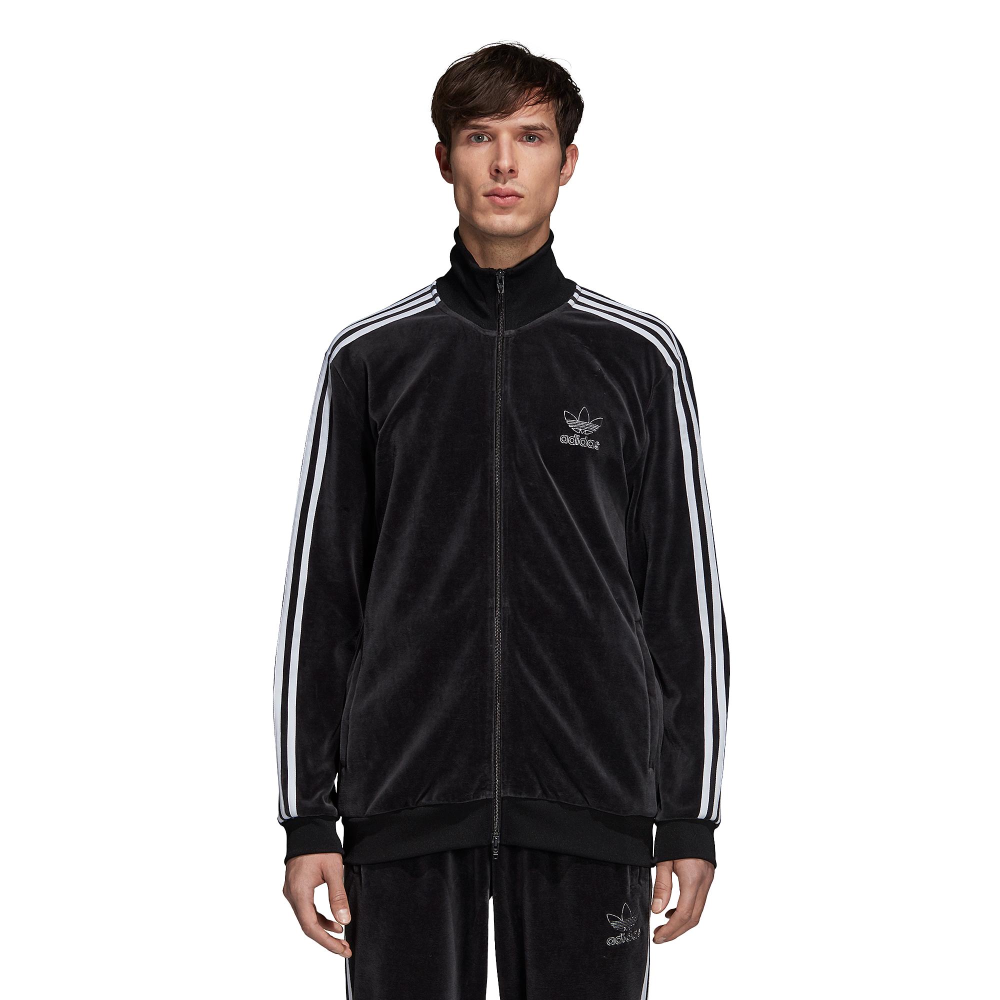 adidas Originals Cotton Velour Beckenbauer Track Jacket in Black for Men -  Lyst