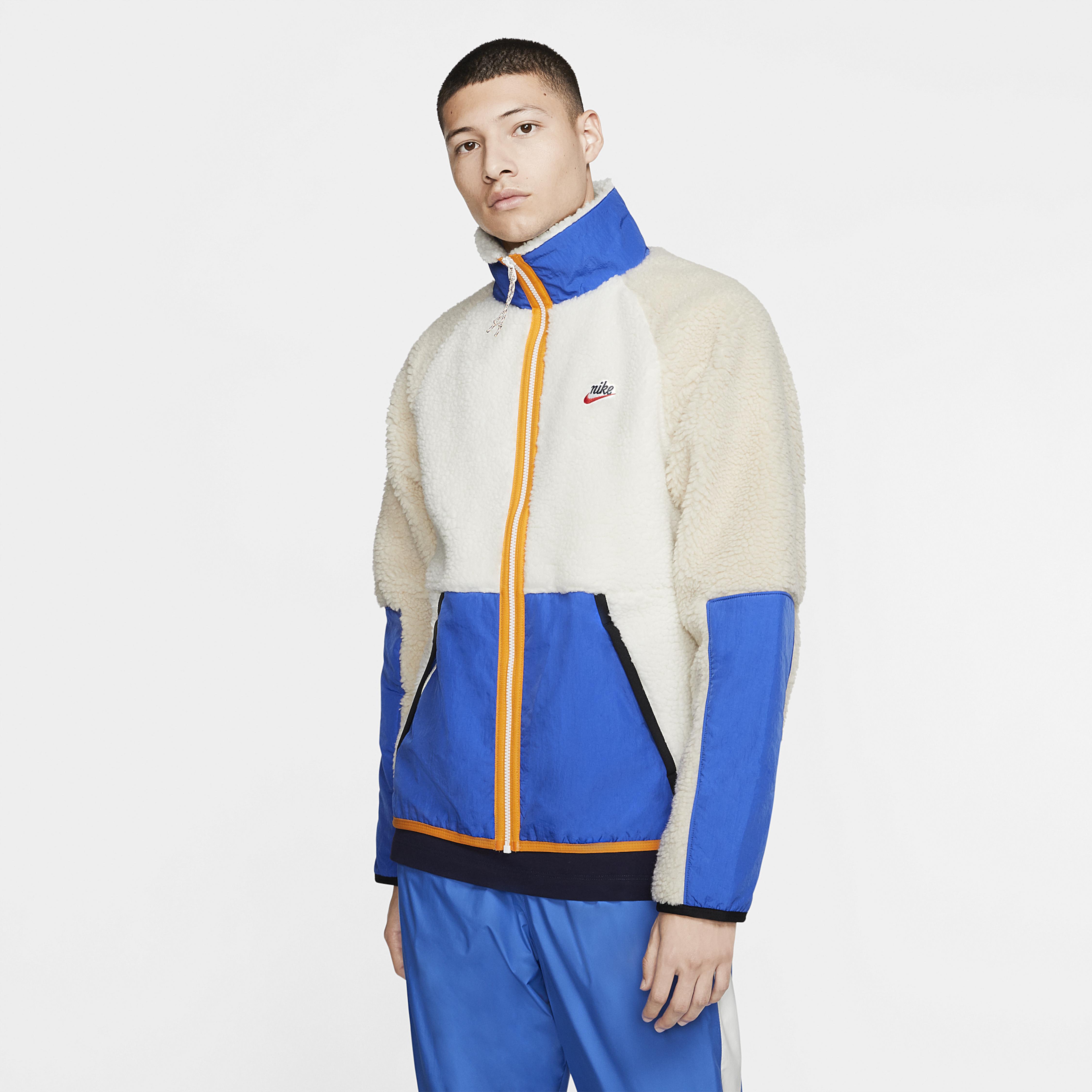 Nike Fleece White And Blue Sherpa Jacket for Men | Lyst