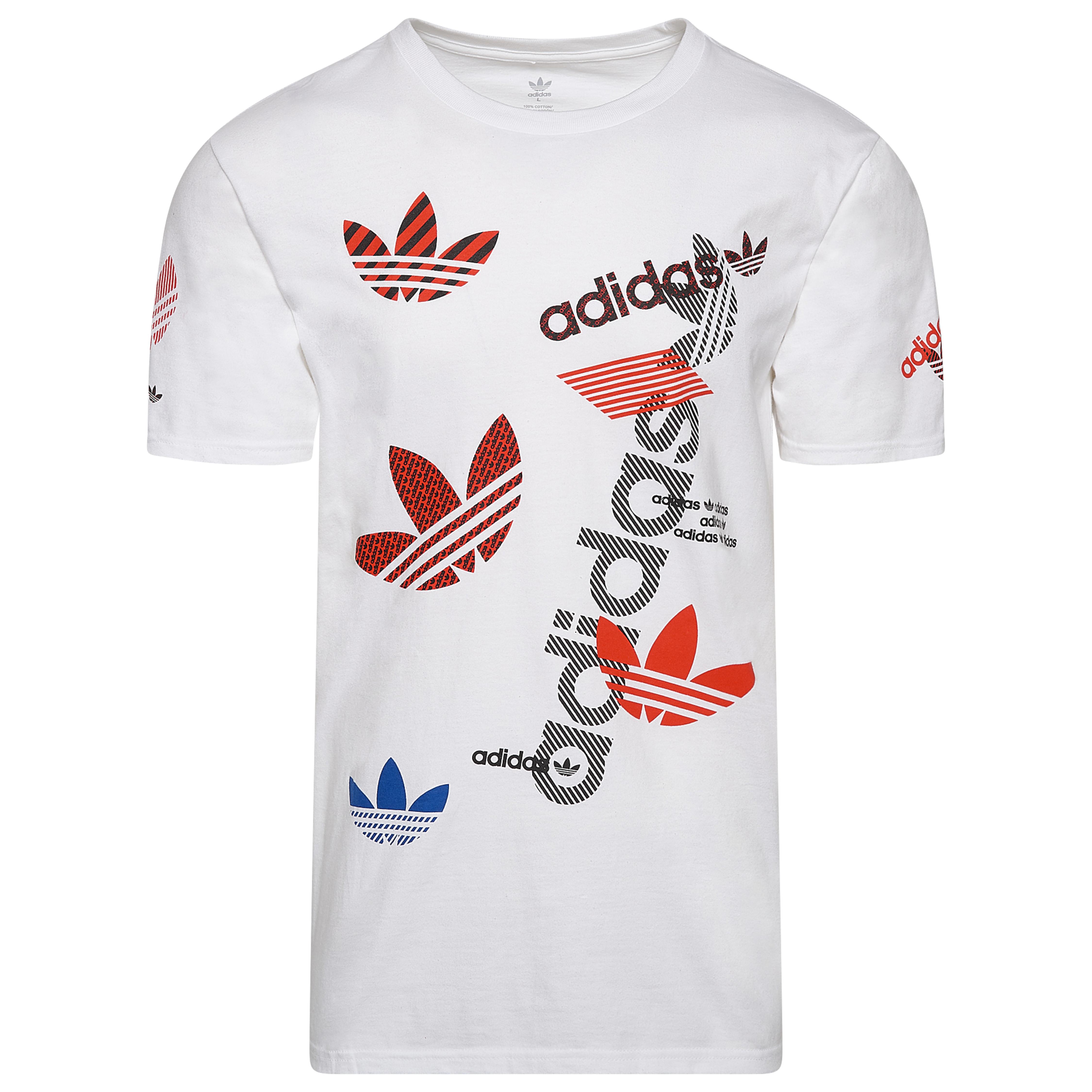 adidas Cotton Logo Distortion T-shirt in White/Red/Black (White) for -