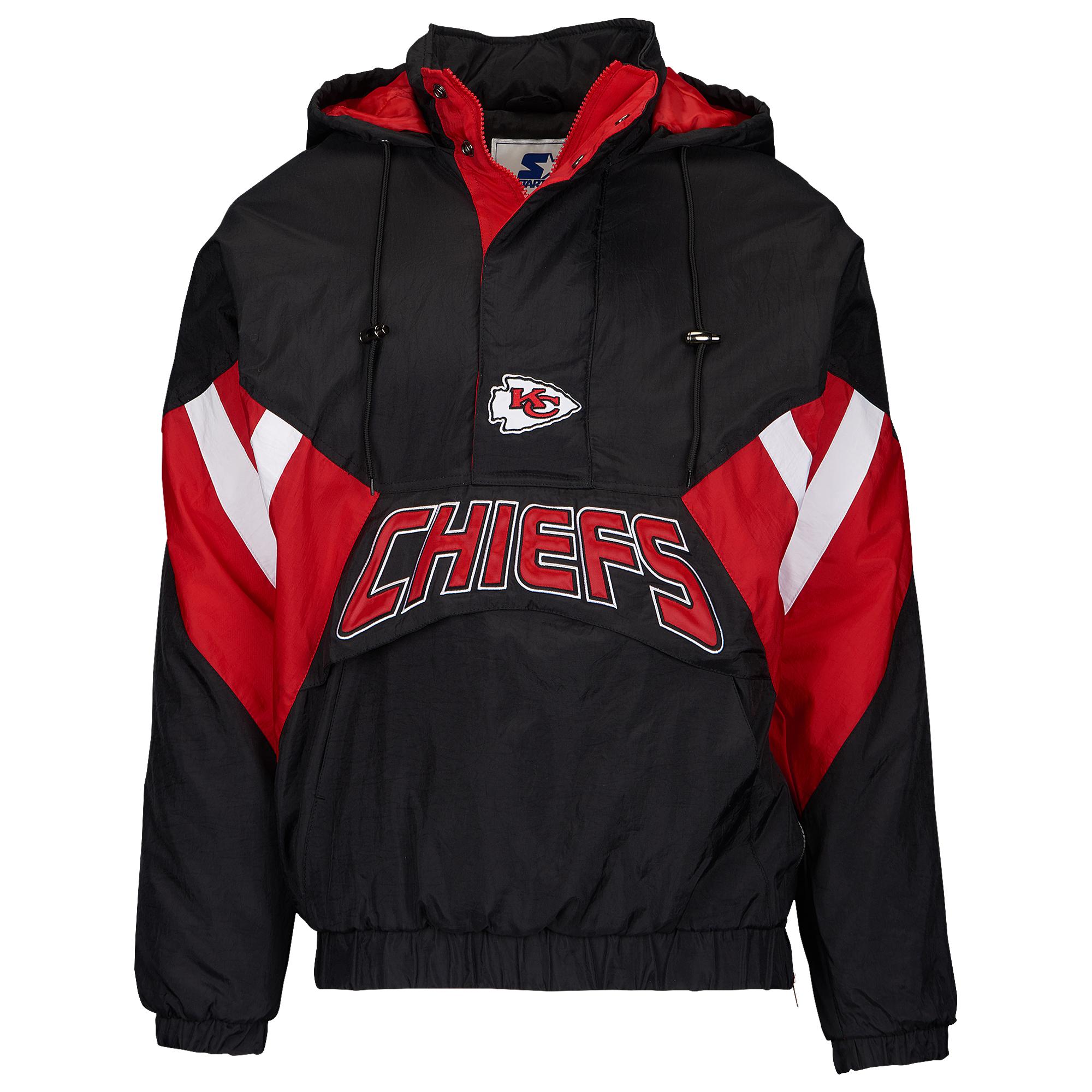 Starter Synthetic Kansas City Chiefs Nfl 1/2 Zip Hooded Pullover Jacket in Black/Red (Black) for