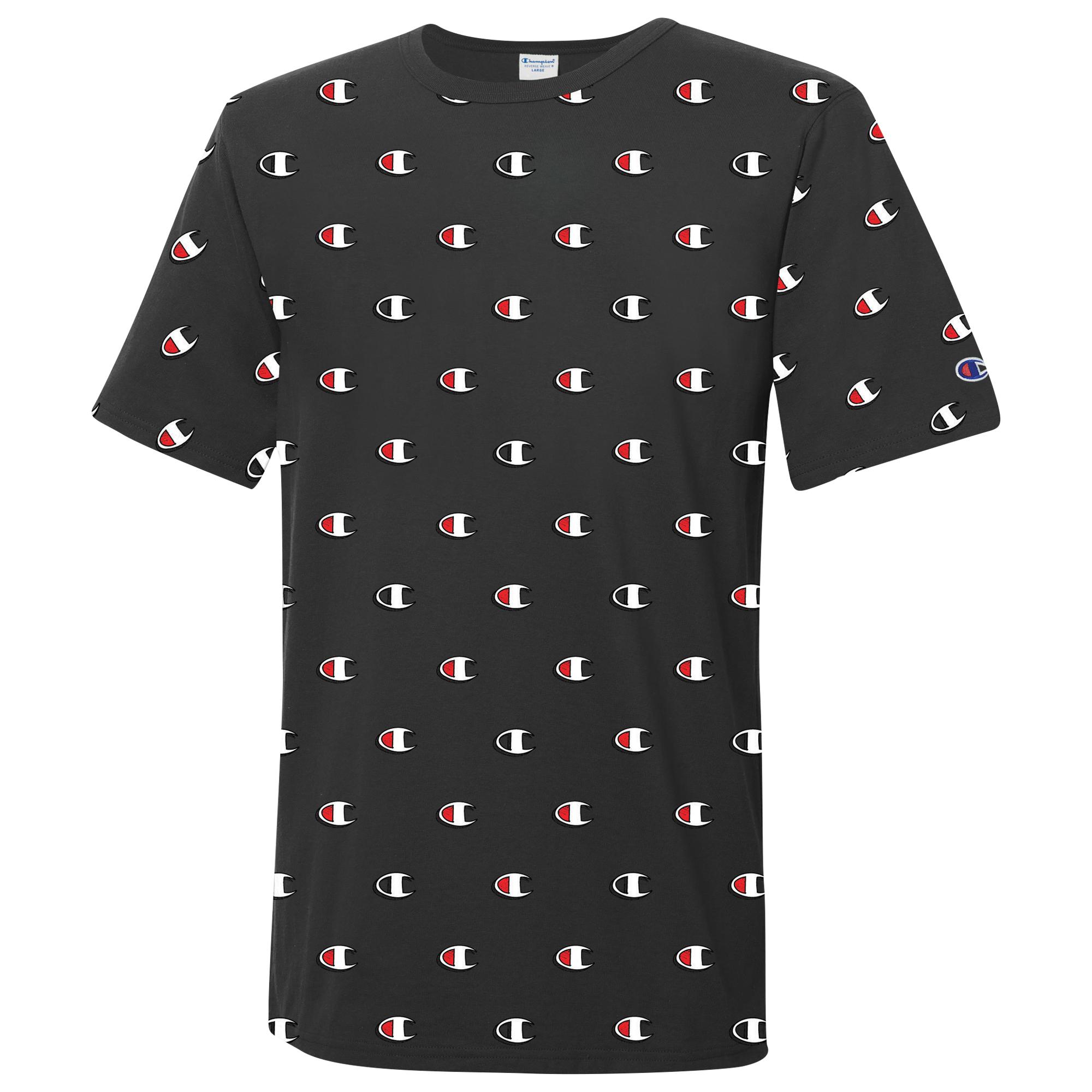 champion t shirt logo all over