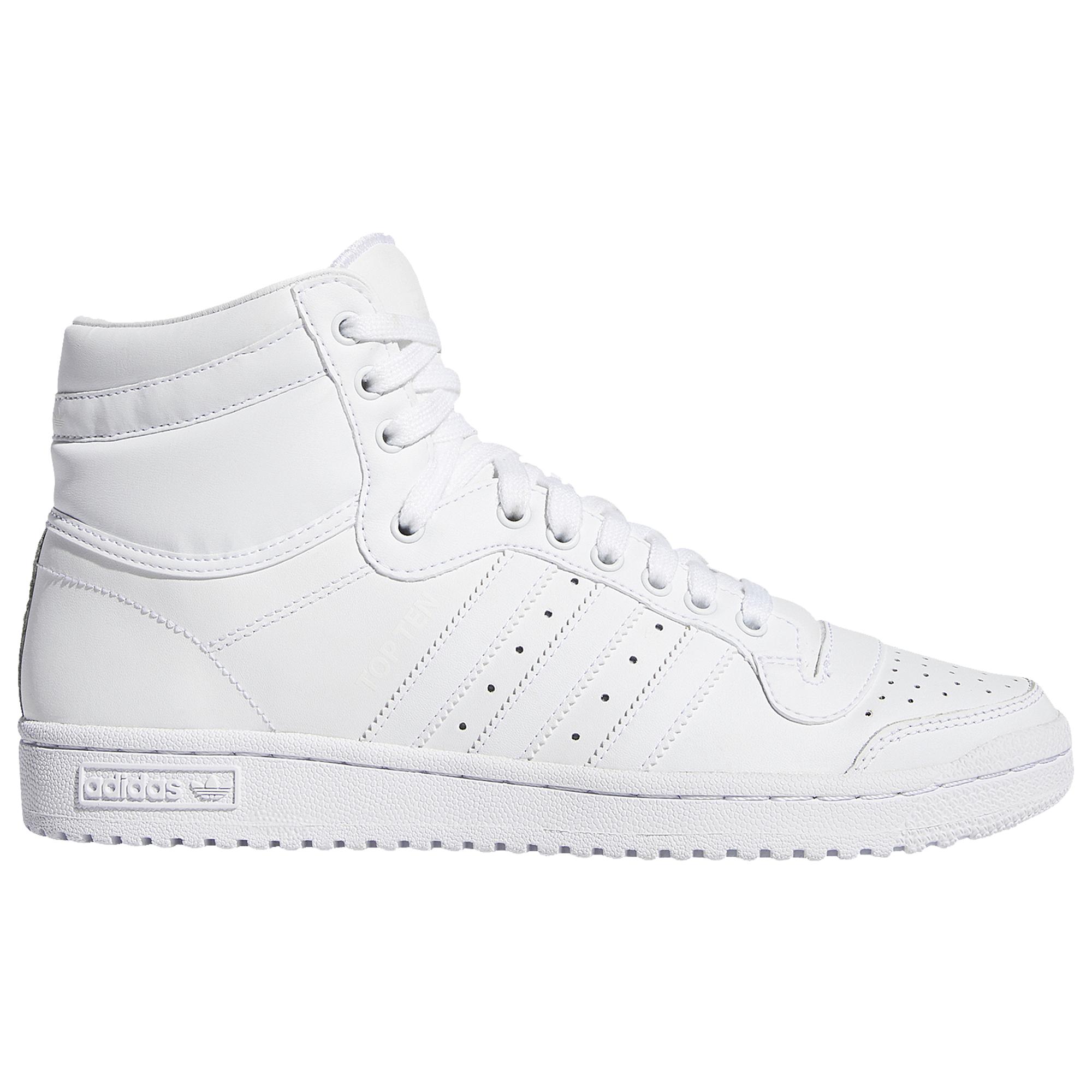 adidas Originals Leather Top Ten Hi Basketball Shoes in White/White ...