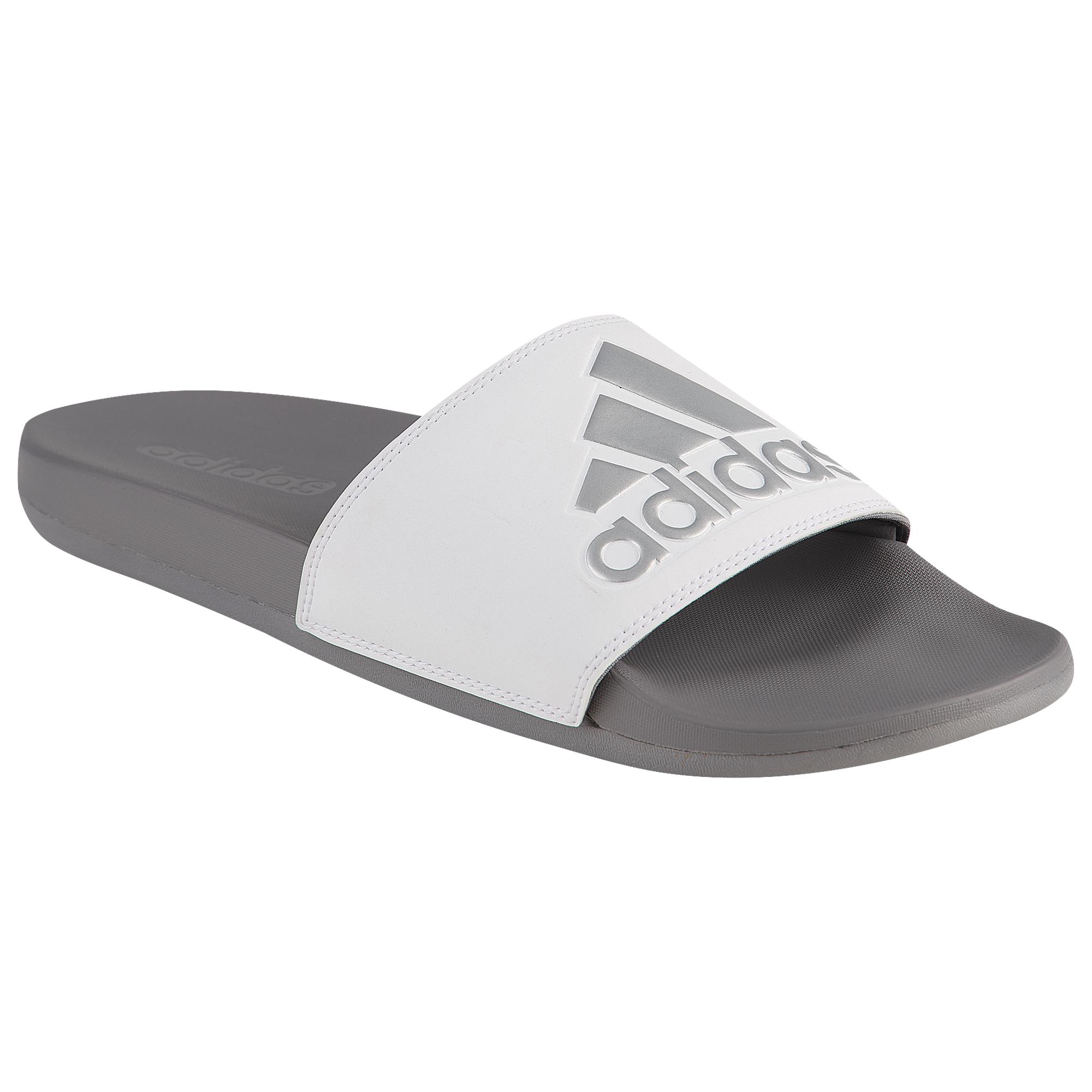 adidas white and silver sliders