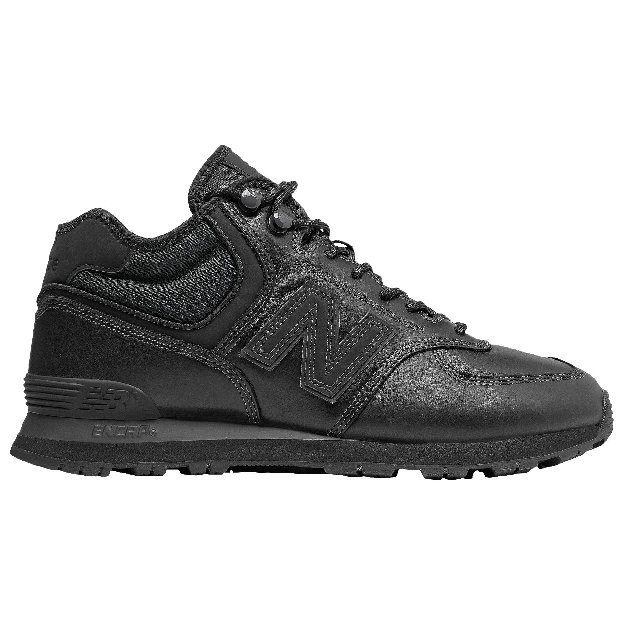 New Balance Leather 574 Mid-cut Running Shoes in Black for Men - Lyst
