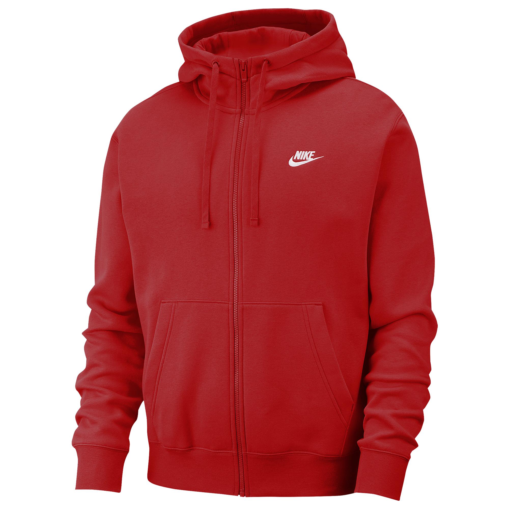 Nike Fleece Club Full-zip Hoodie in University Red/White (Red) for Men ...