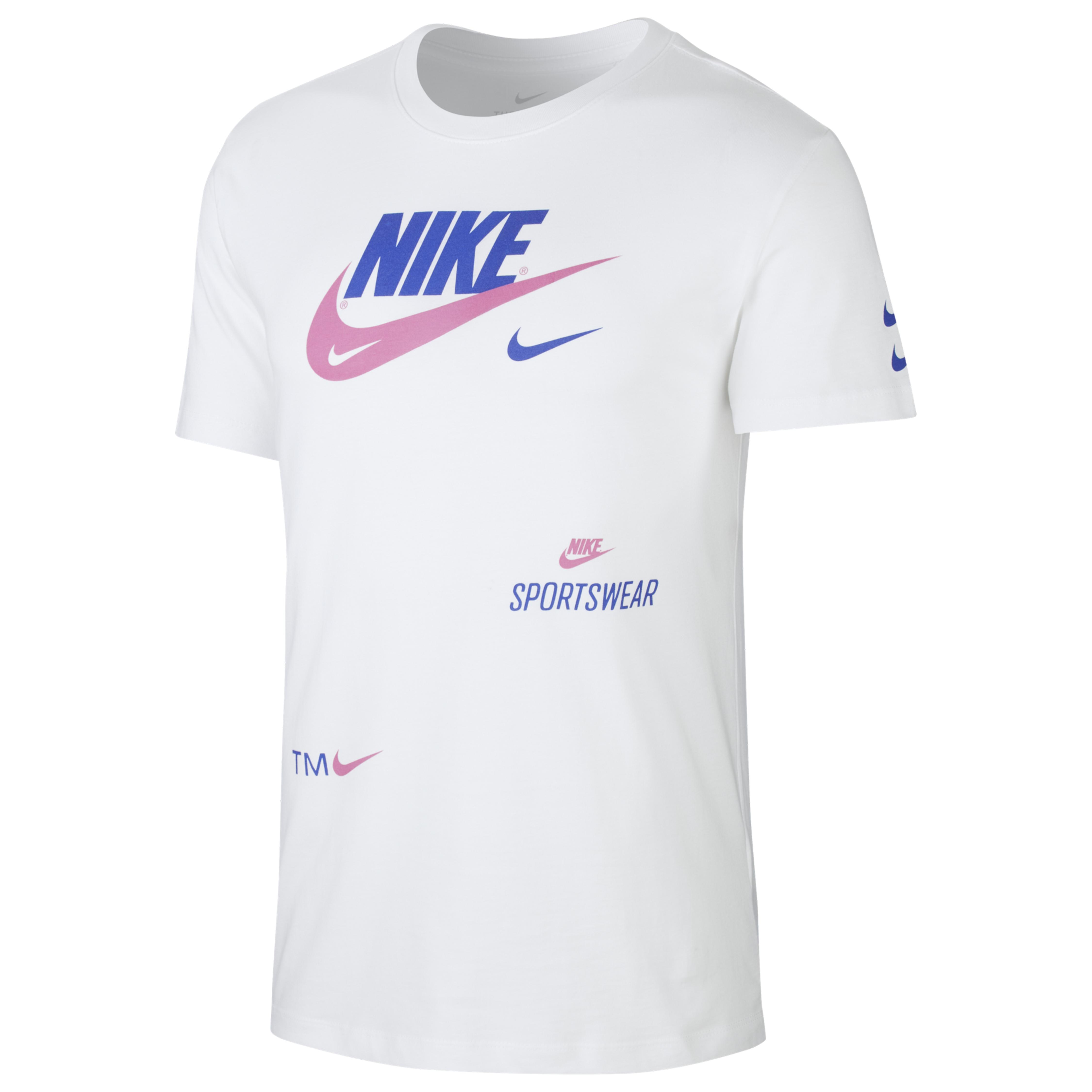 Nike Cotton Swoosh Multi T-shirt in White/Pink (White) for Men - Save ...