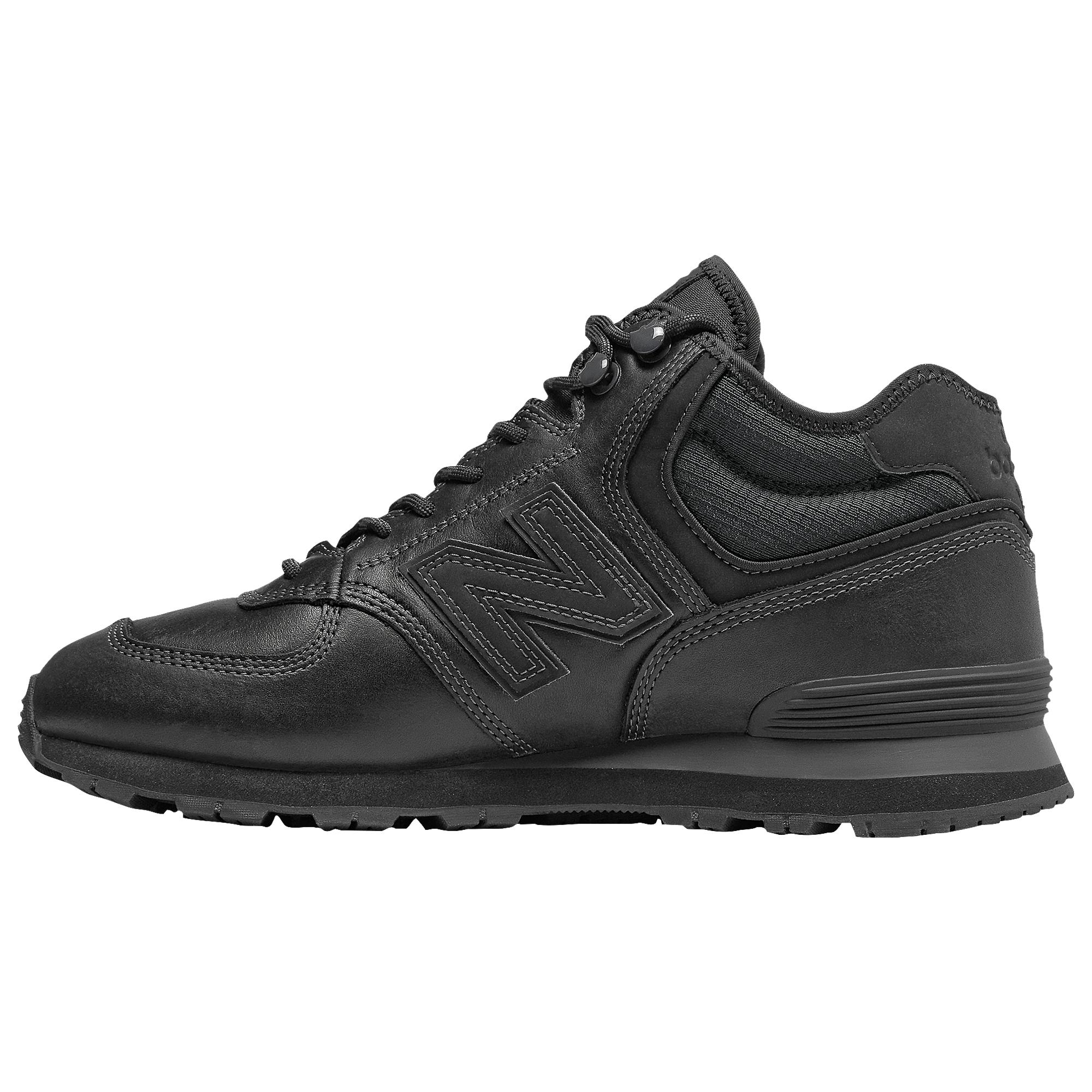 New Balance Leather 574 Mid-cut Running Shoes in Black for Men - Lyst