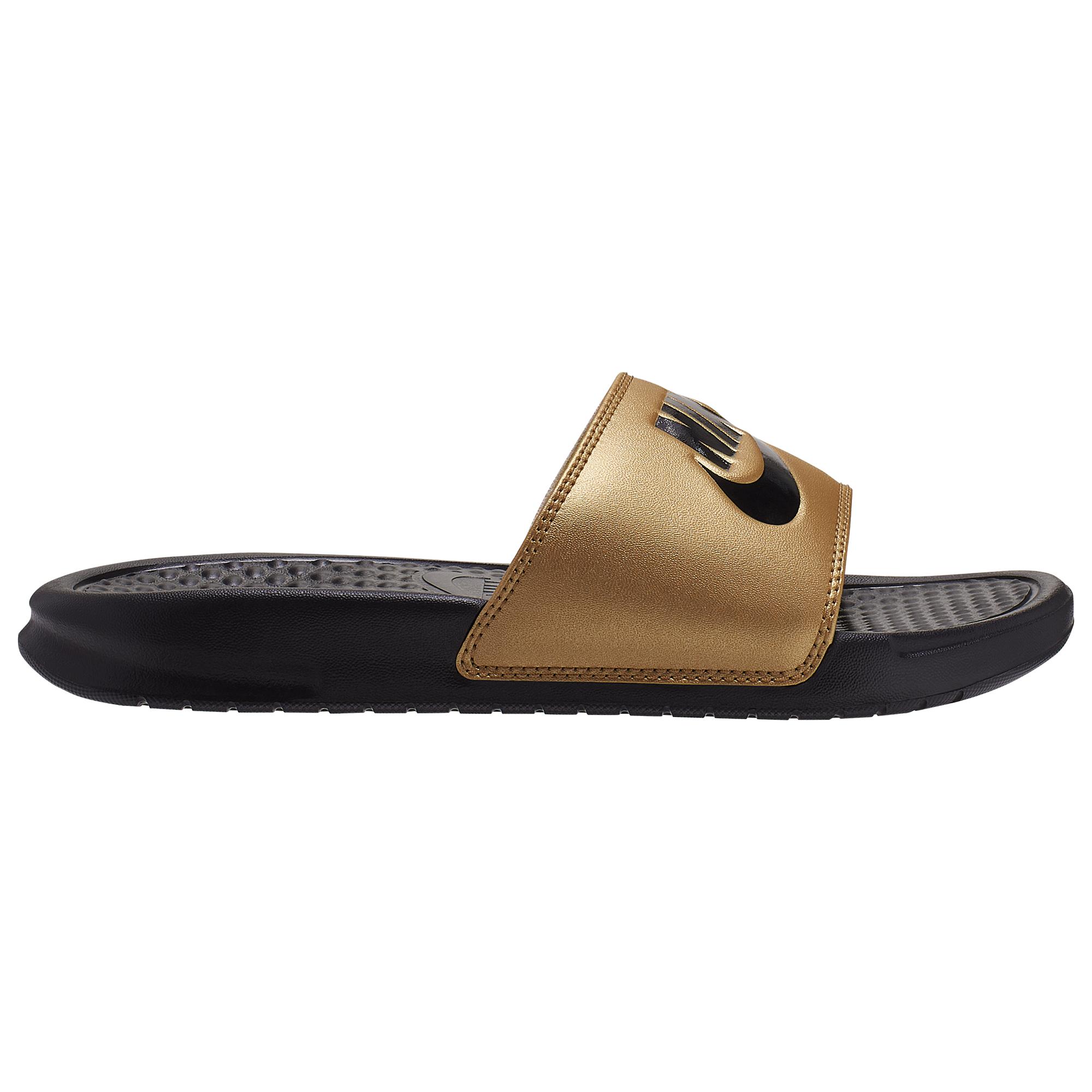 nike benassi slides gold