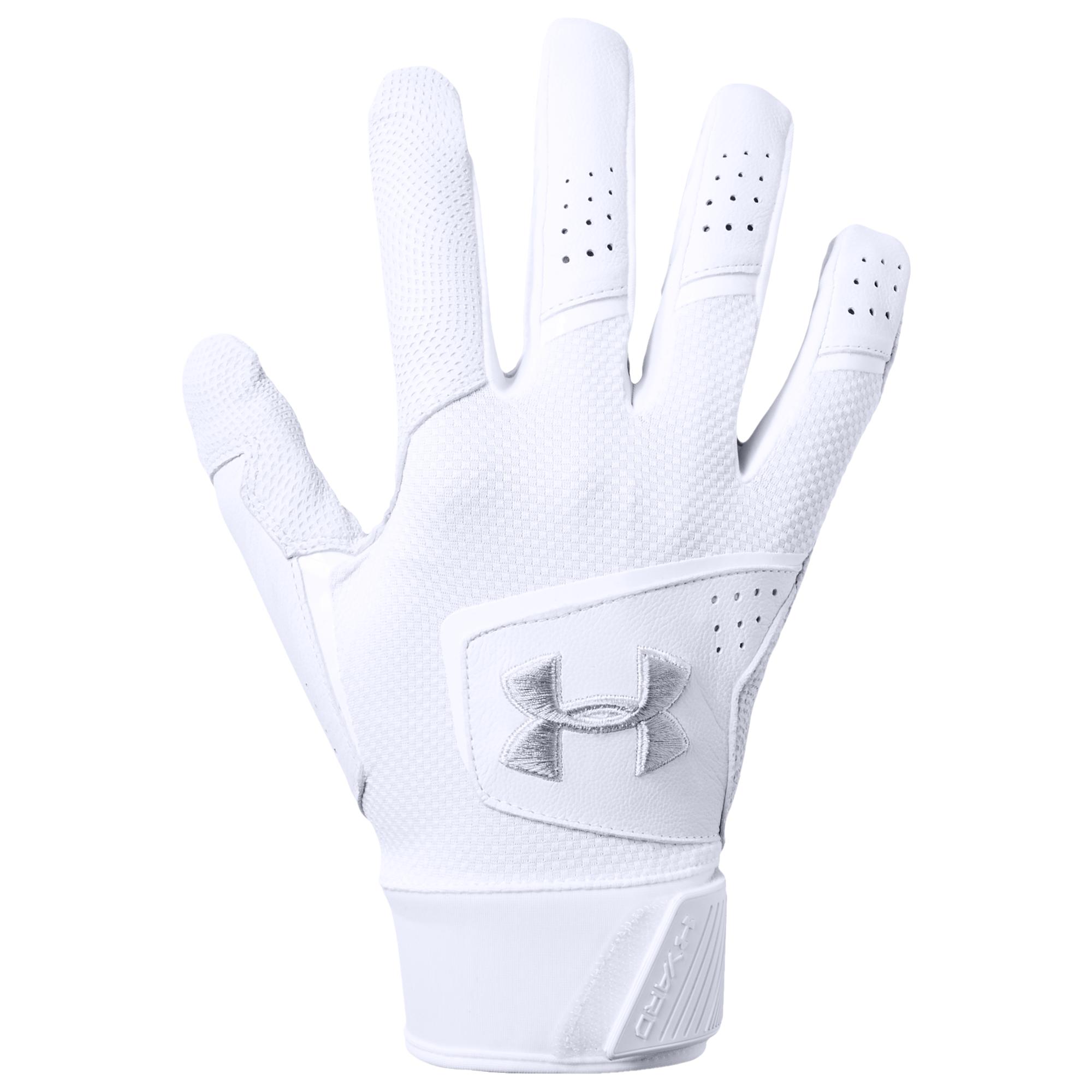 Under Armour Leather Yard 19 Batting Gloves in White/Steel (White) for