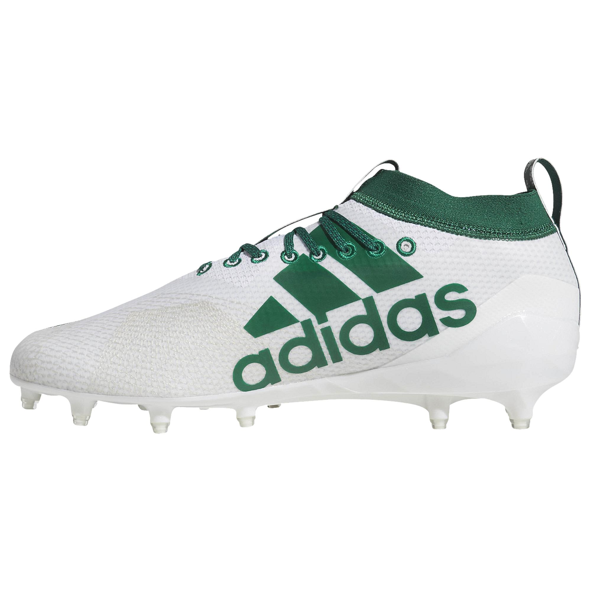 adidas Lace Adizero 8.0 Molded Cleats Shoes in White/Dark Green (Green