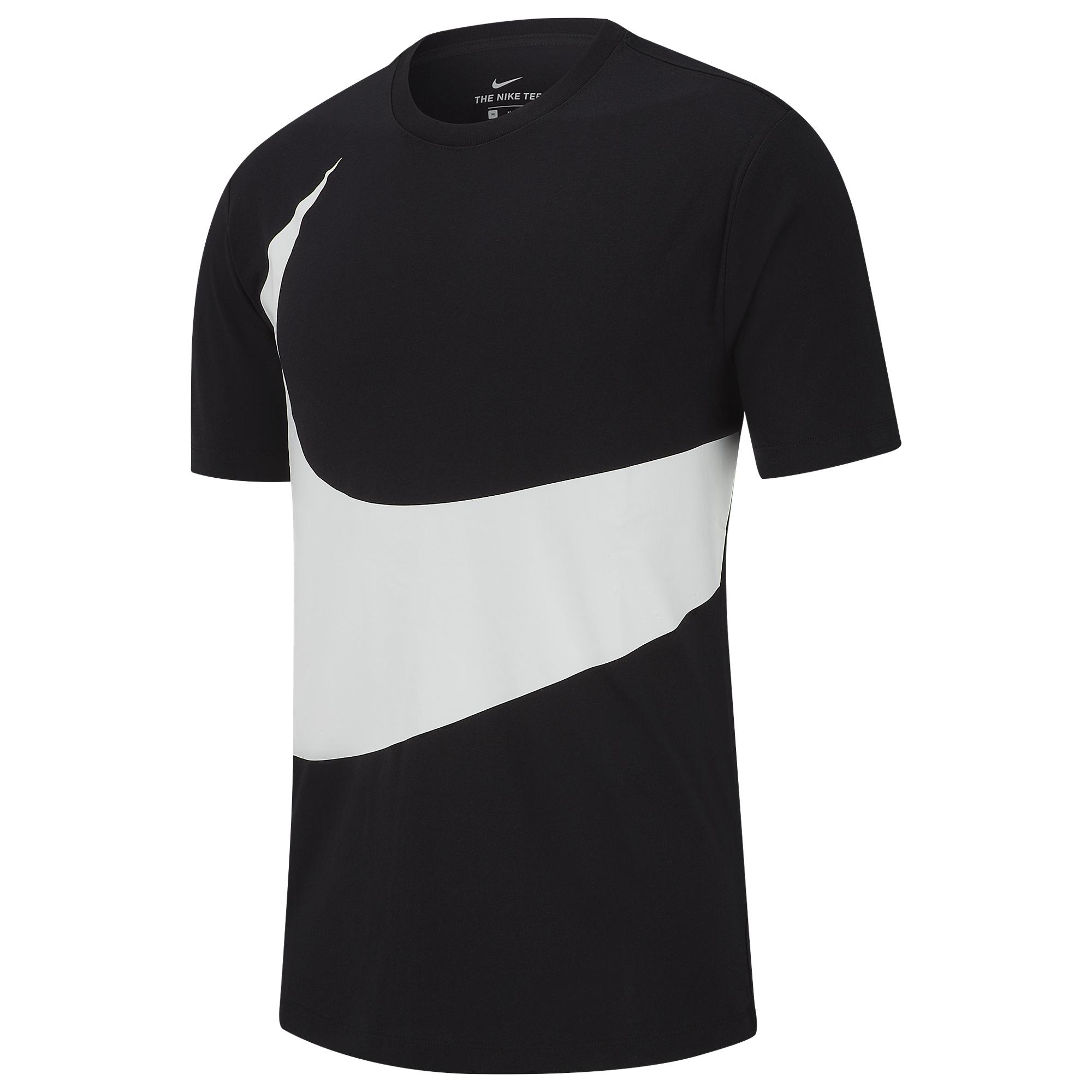 Nike Cotton Large Swoosh T-shirt in Black/White (Black) for Men - Lyst