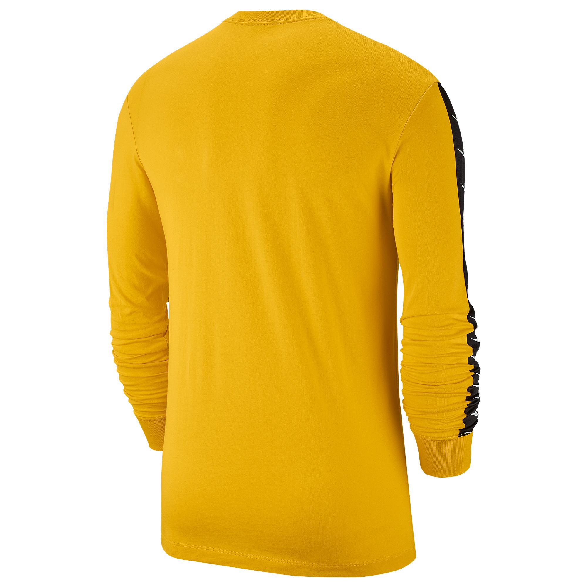 Nike Cotton Swoosh Long Sleeve T-shirt in Yellow for Men - Lyst