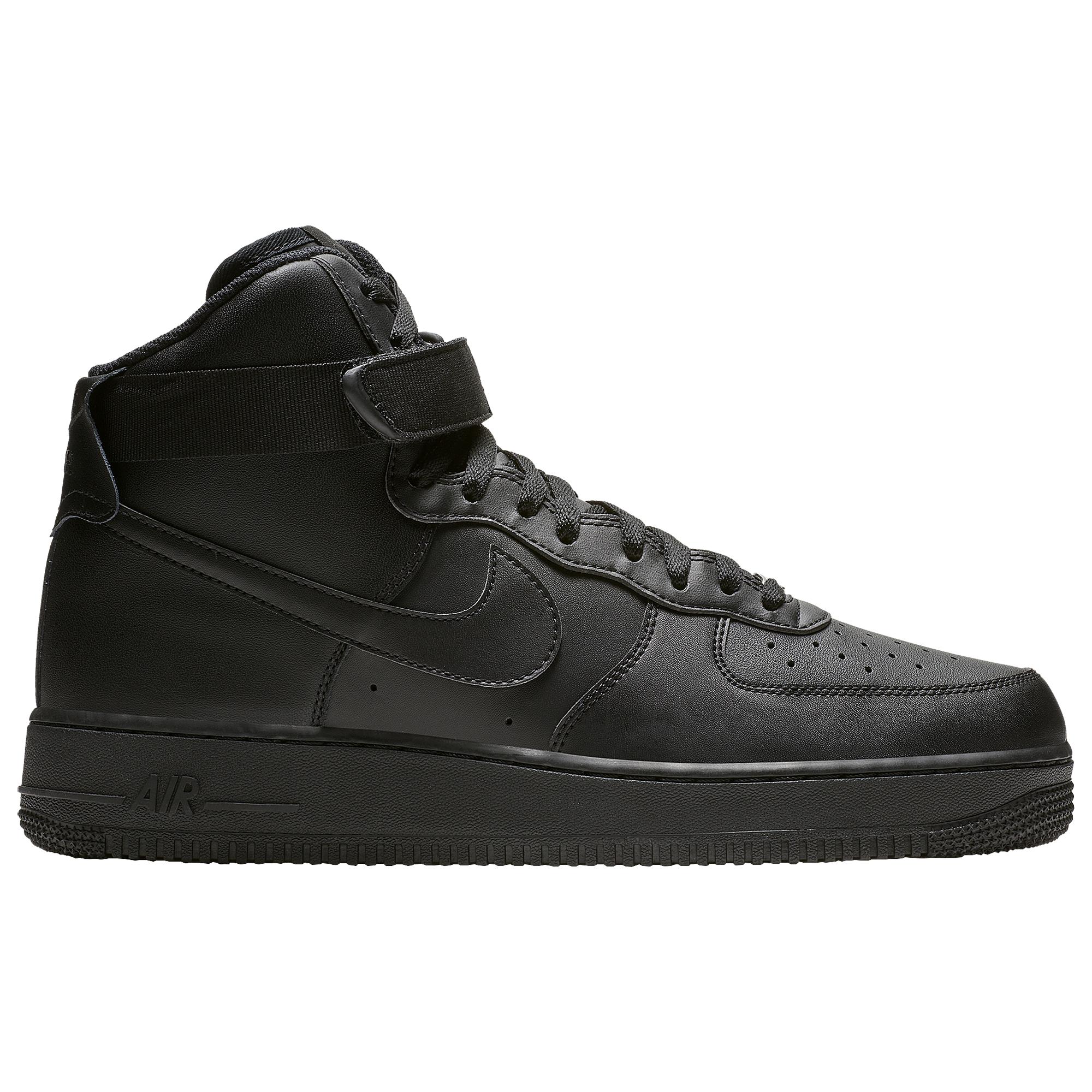 Nike Leather Air Force 1 High Basketball Shoes in Black/Black/Black ...