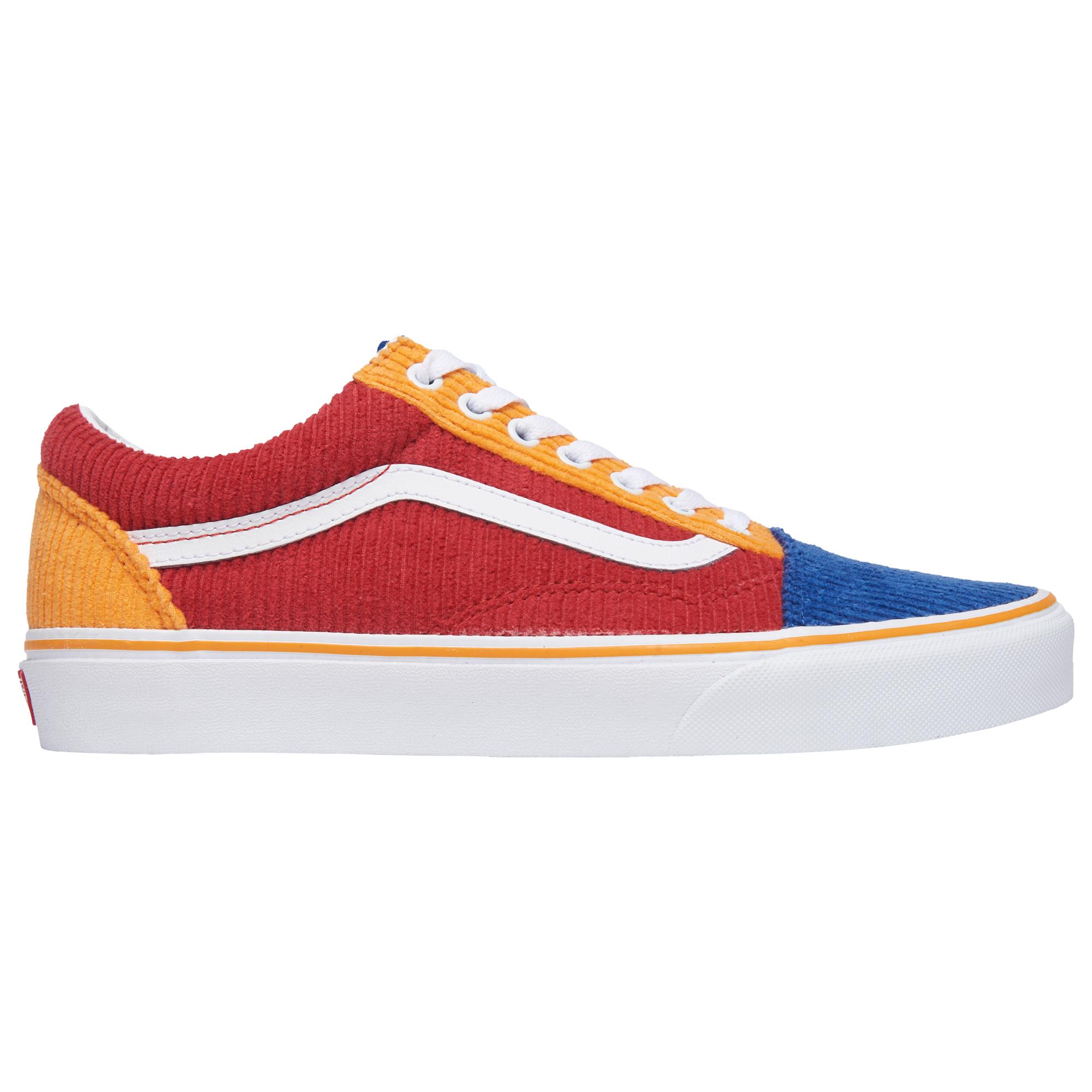 blue yellow and red vans