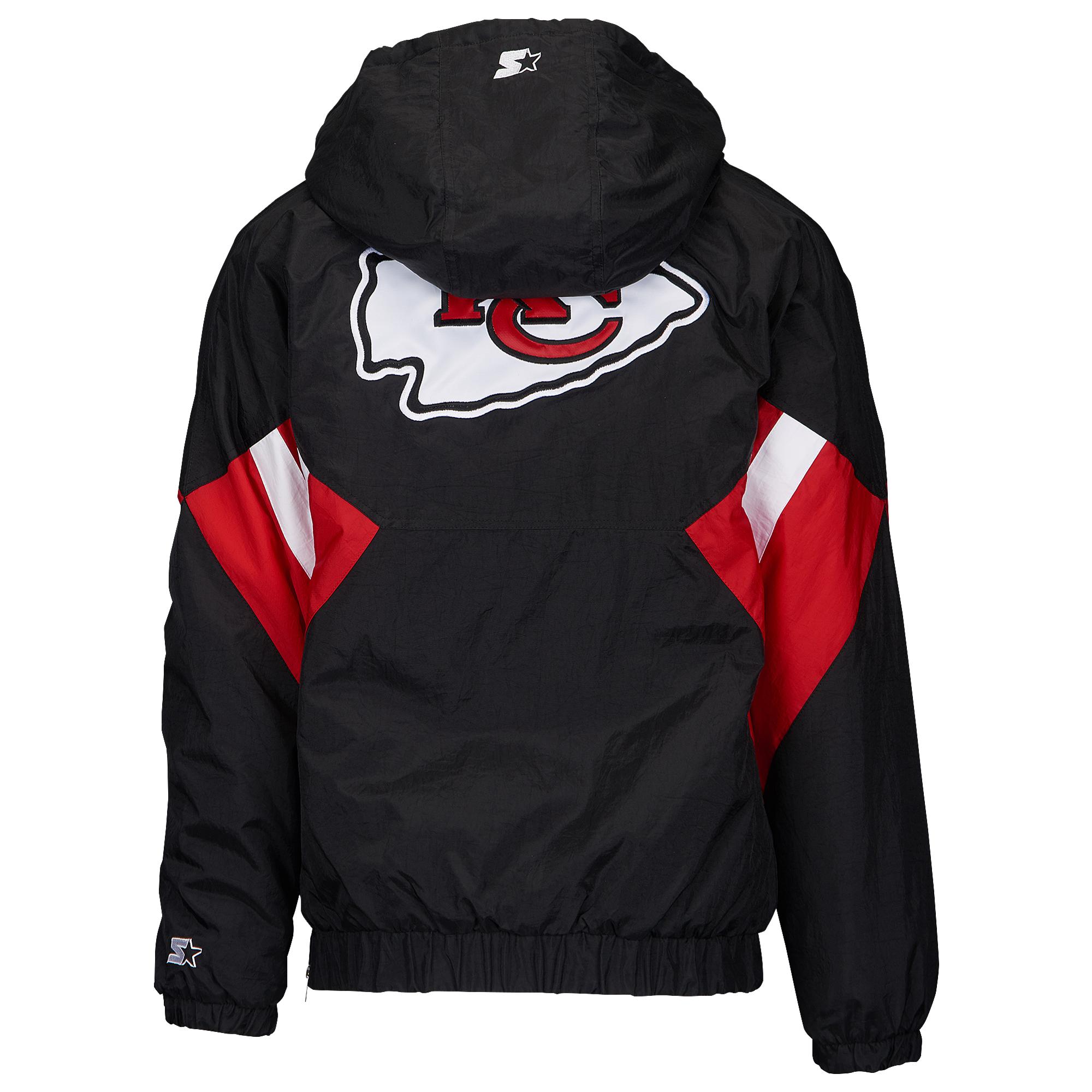 Starter Synthetic Kansas City Chiefs Nfl 1/2 Zip Hooded Pullover Jacket in Black/Red (Black) for