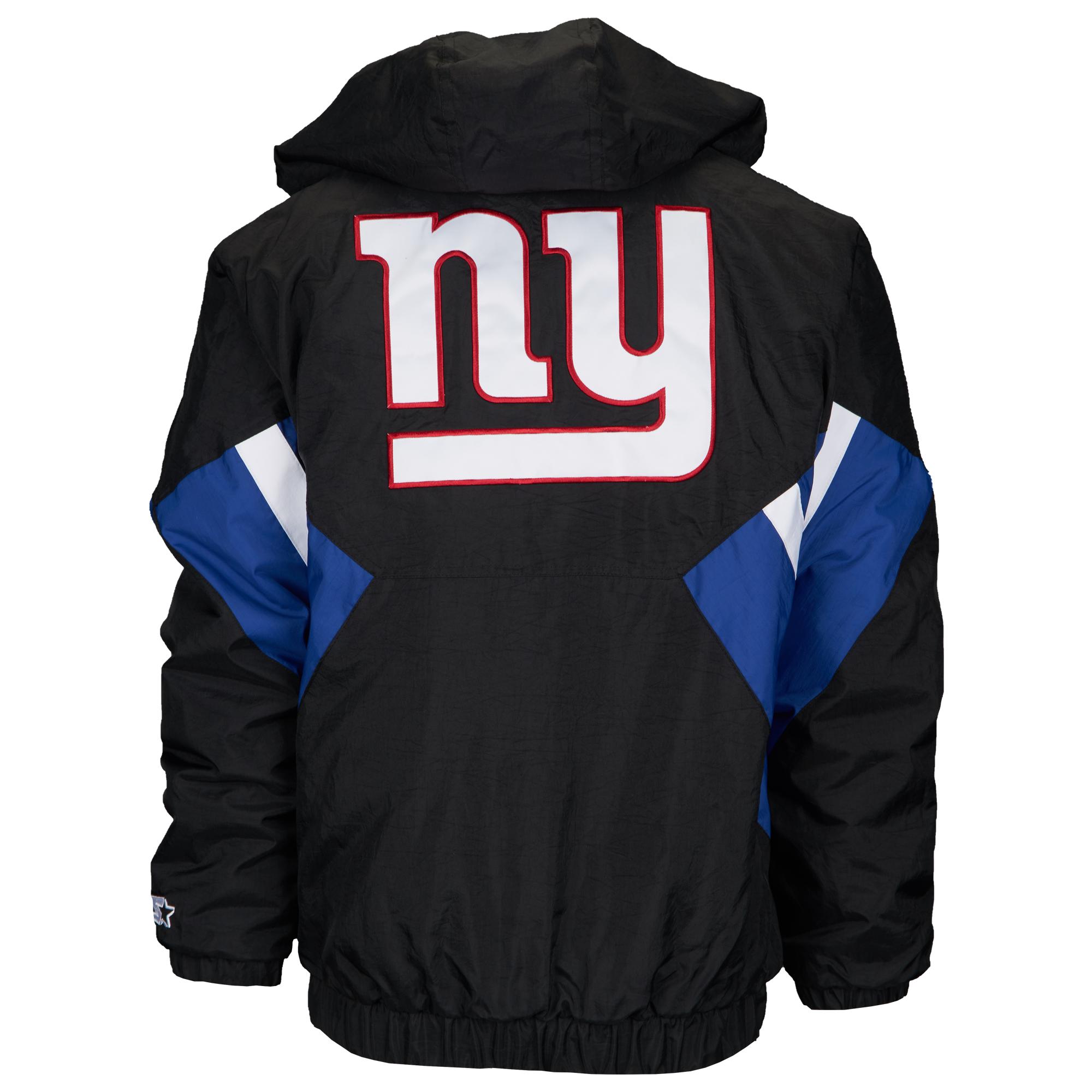 Starter Synthetic Nfl 1/2 Zip Hooded Pullover Jacket in Black/Blue