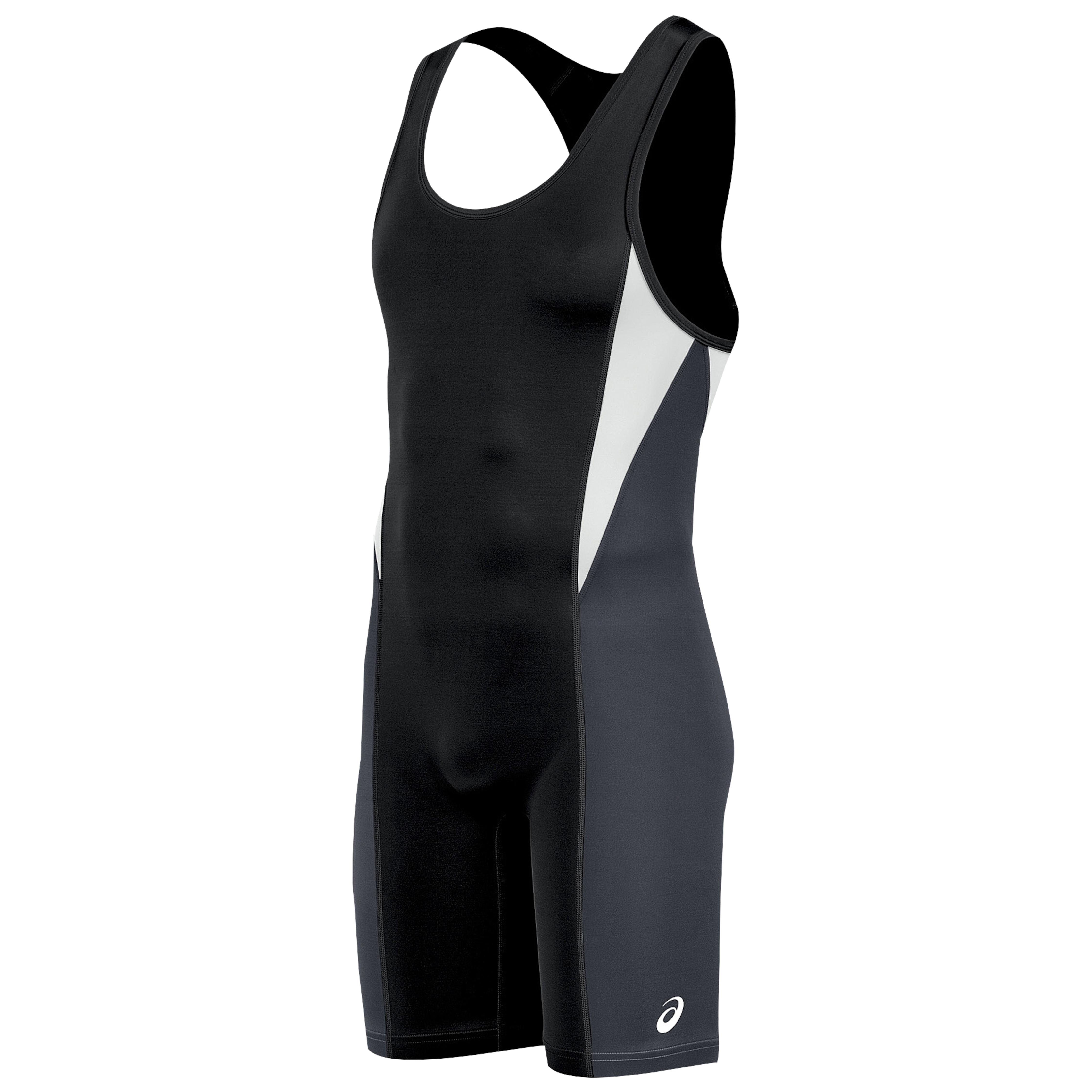 Asics Synthetic Legit Wrestling Singlet in Black/Steel Grey (Black) for
