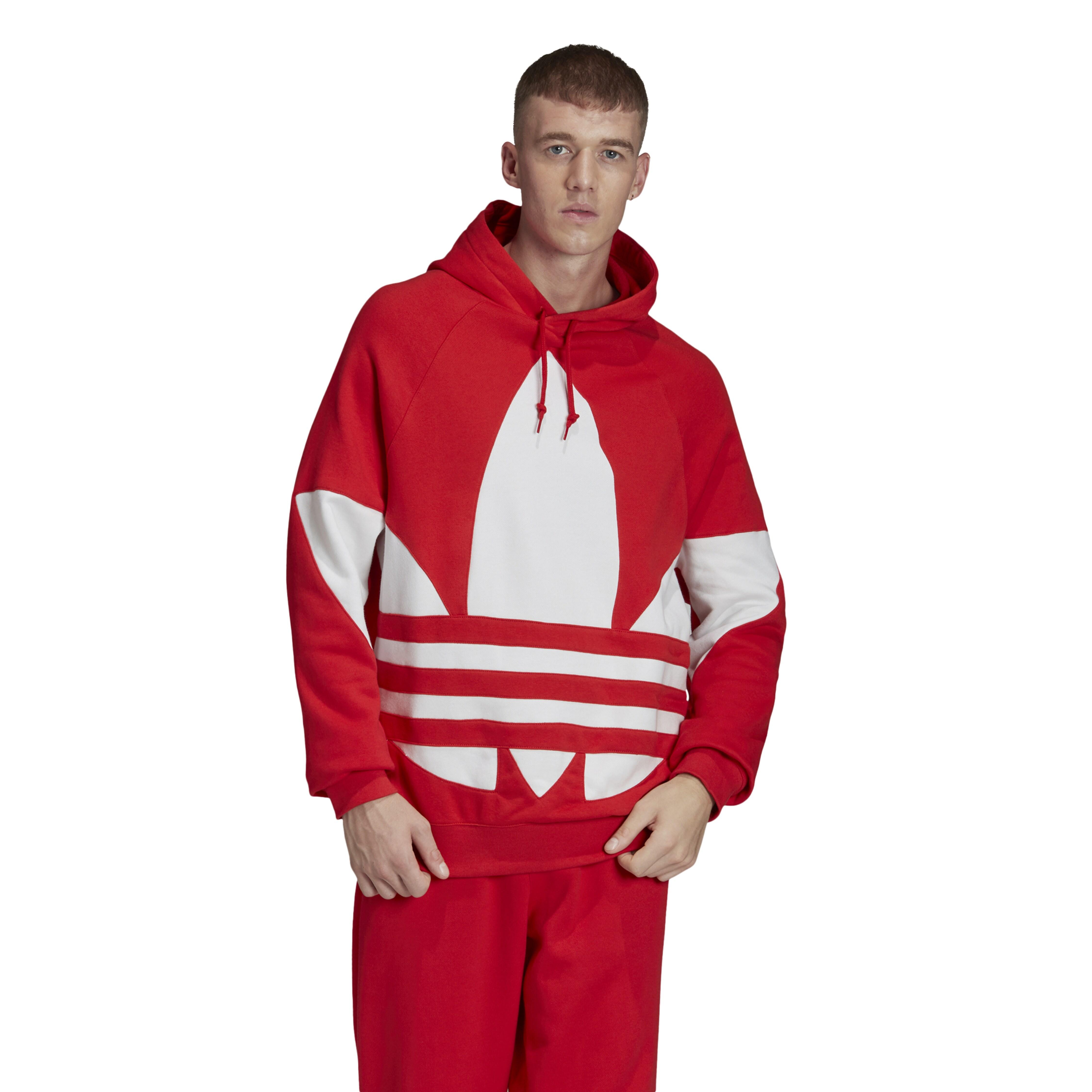 adidas Originals Cotton Big Trefoil Pullover Hoodie in Red for Men - Lyst