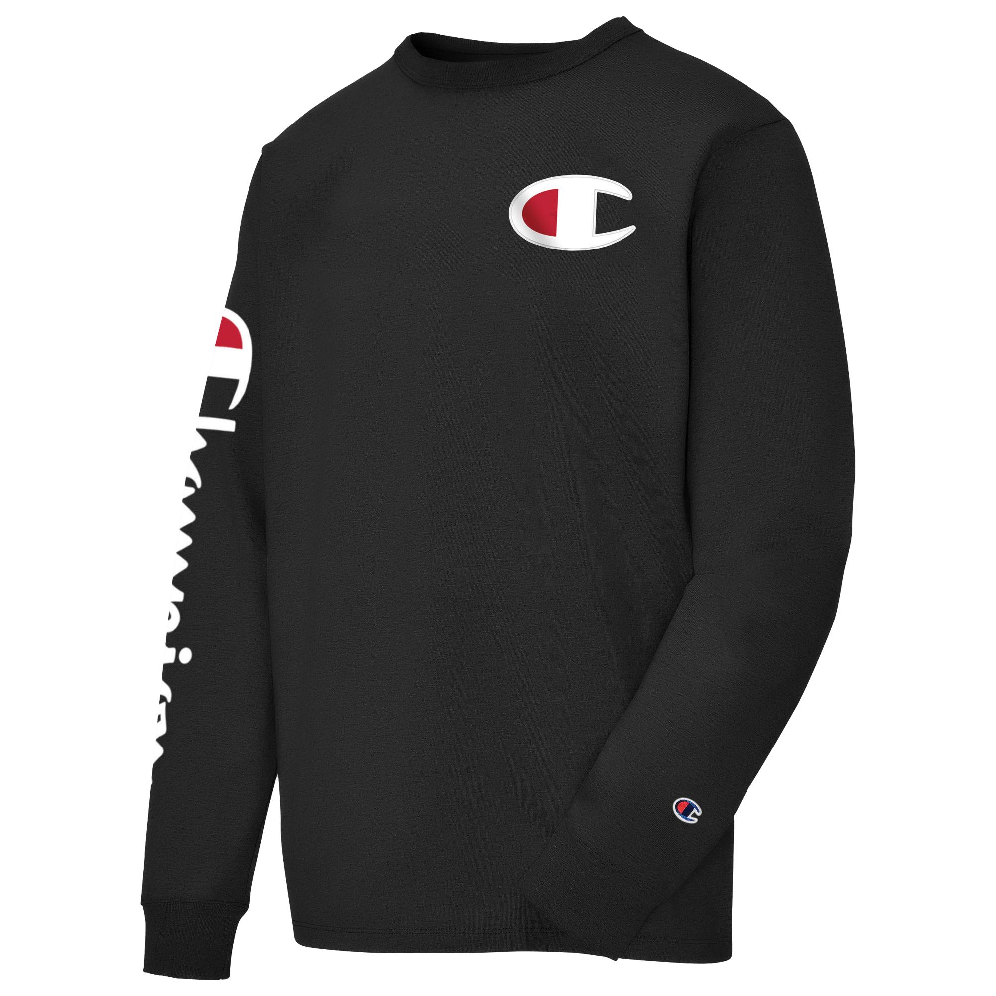 Champion Cotton Heritage Left Chest Long Sleeve T-shirt in Black for ...