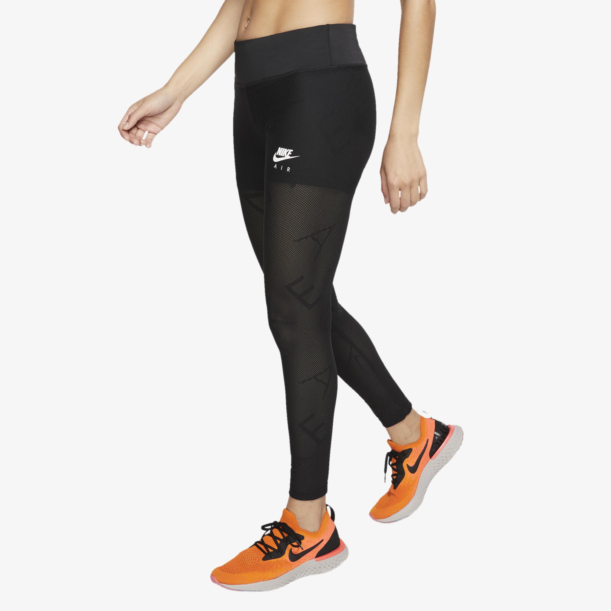 nike air running leggings with mesh panels in black