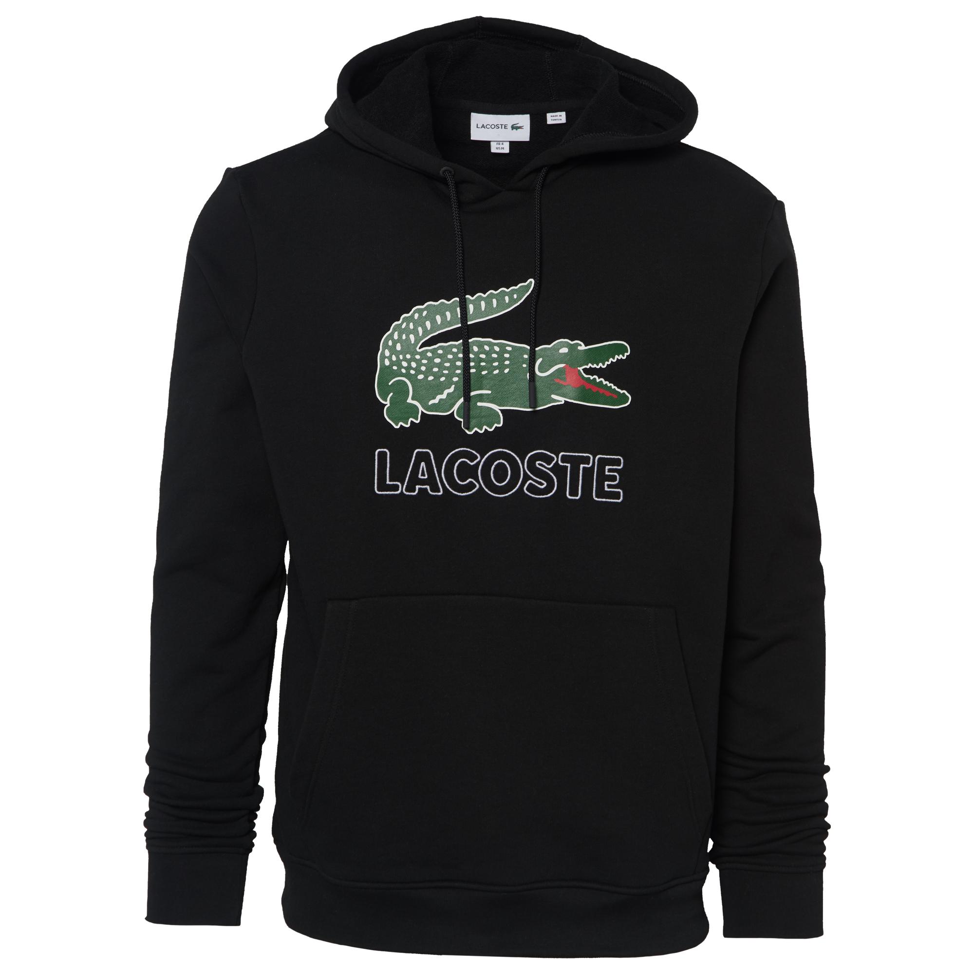 Lacoste Cotton Logo Print Hoodie in Black for Men - Save 50% - Lyst