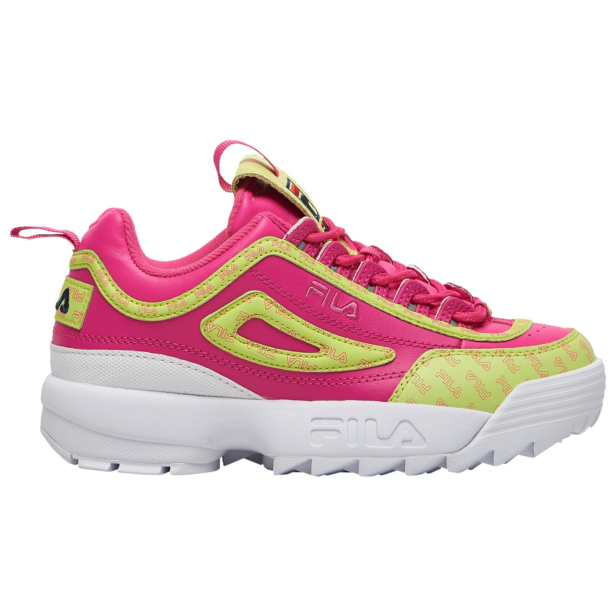 pink and green fila shoes