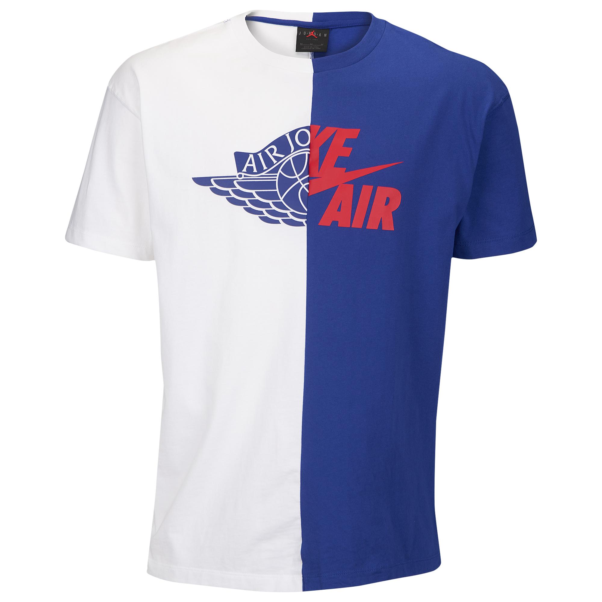 blue red and white nike shirt