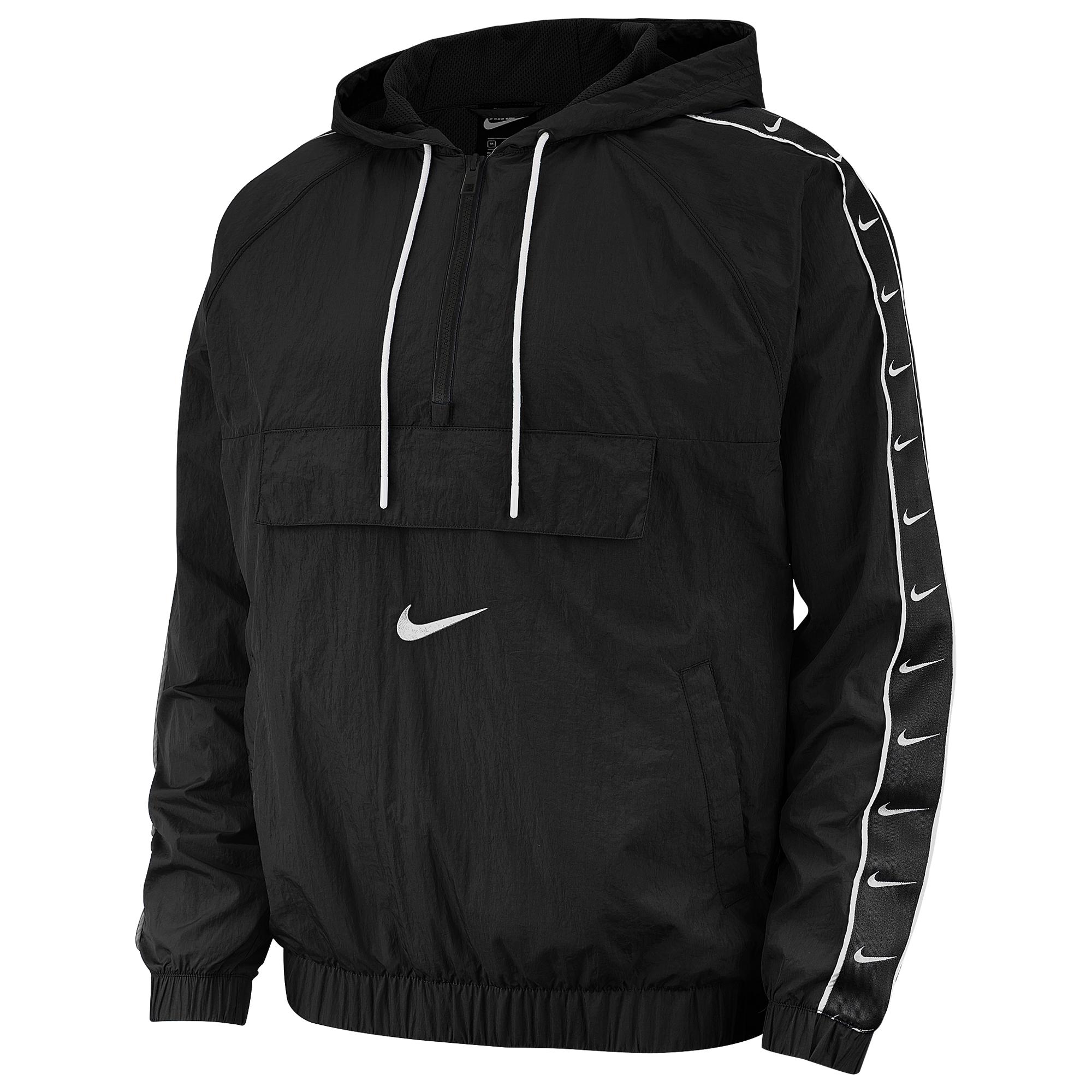 Download Nike Synthetic Swoosh Woven Jacket in Black/White (Black ...