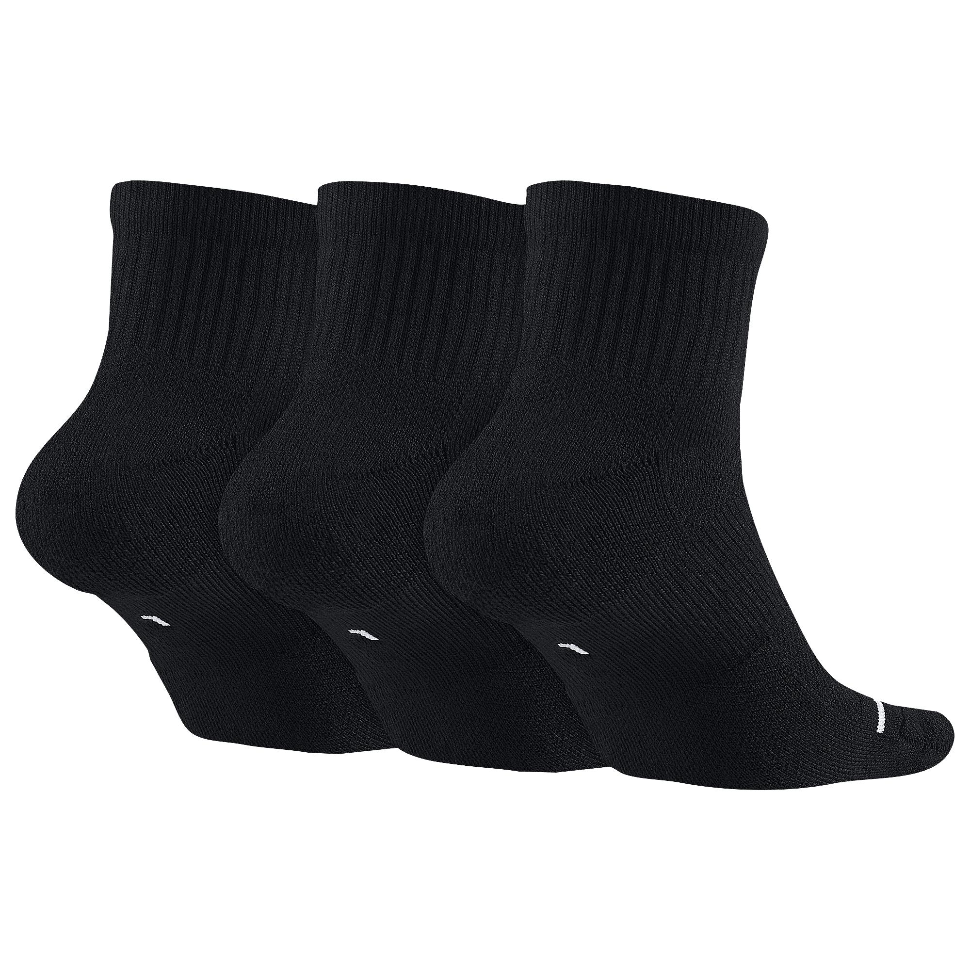 Nike Synthetic Jumpman Quarter 3 Pack Socks in Black/Black/Black (Black