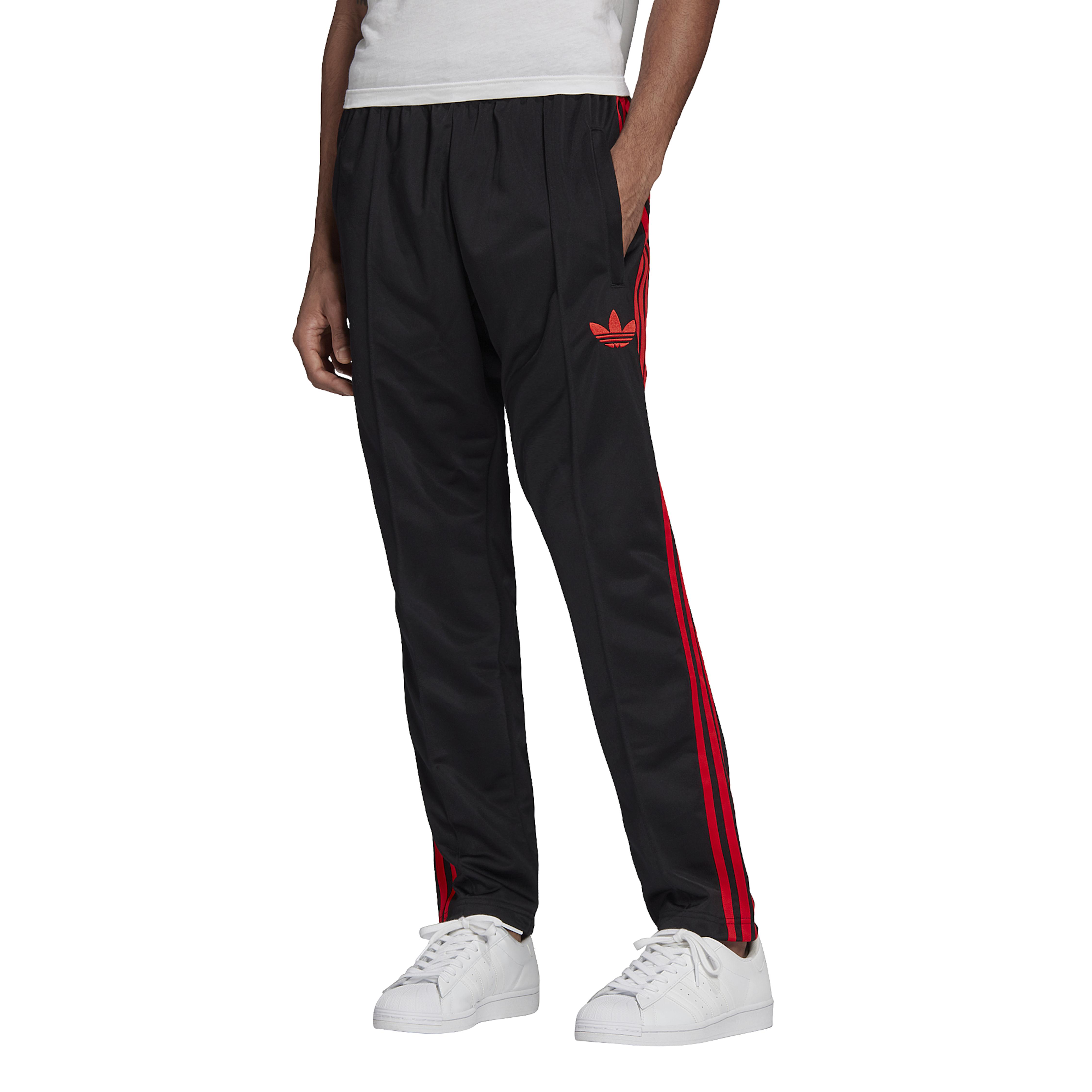 adidas Originals Synthetic Run Dmc Superstar Track Pants in Black/Red