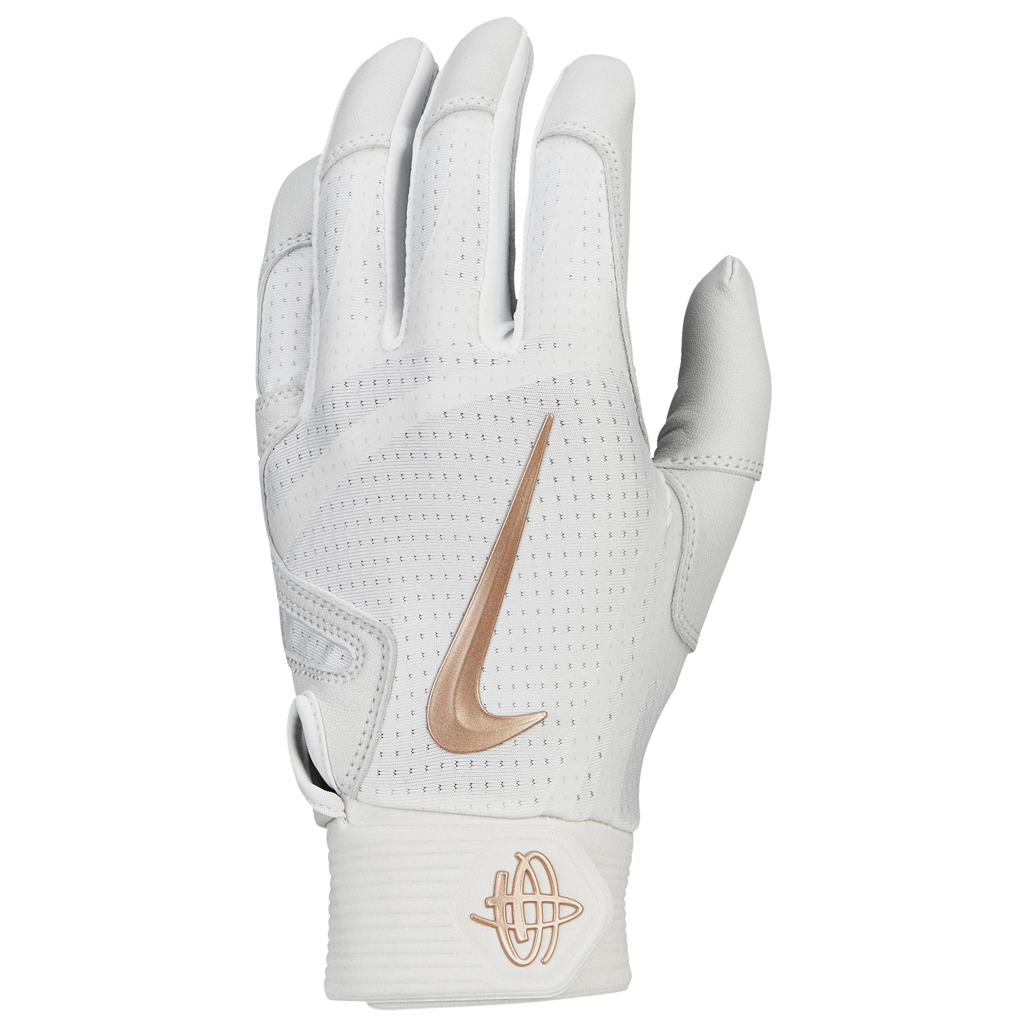Nike Leather Huarache Elite Batting Gloves in White/White/Metallic Red