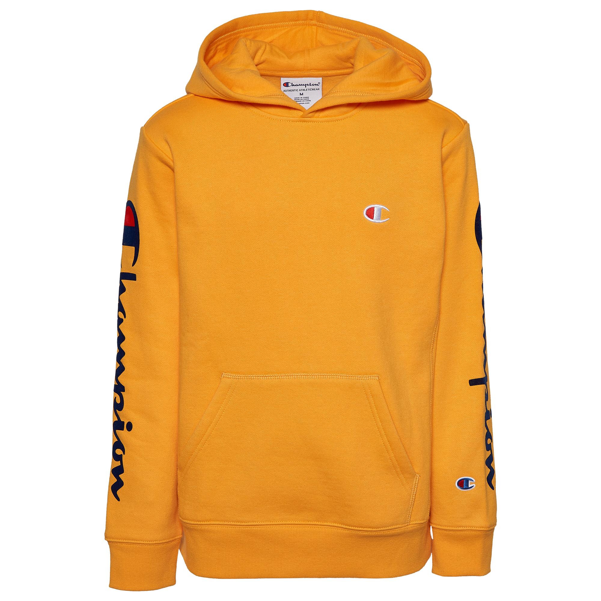 champion flock sleeve gold mens hoodie