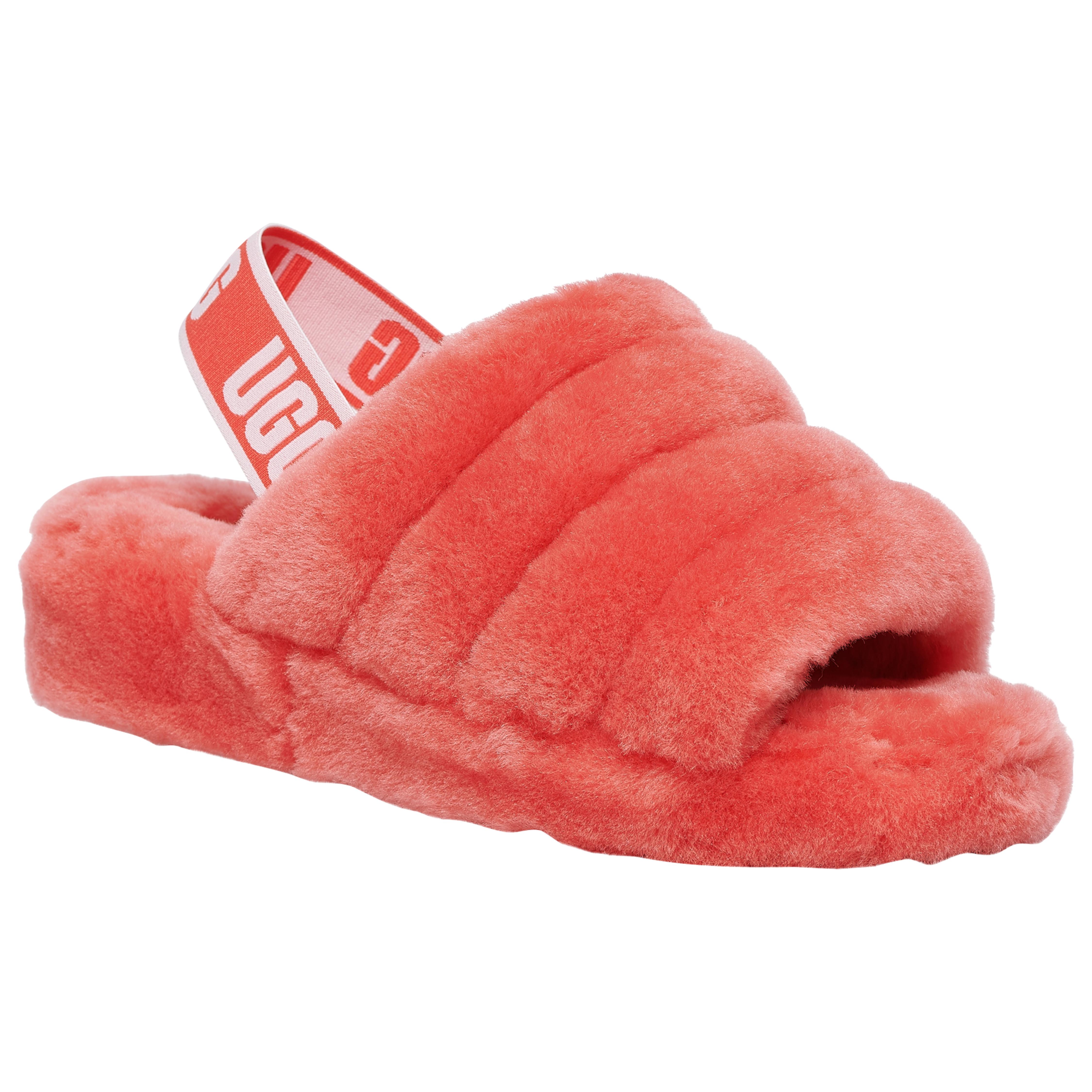UGG Rubber Fluff Yeah Slide in Neon Coral/Pink (Pink) - Lyst